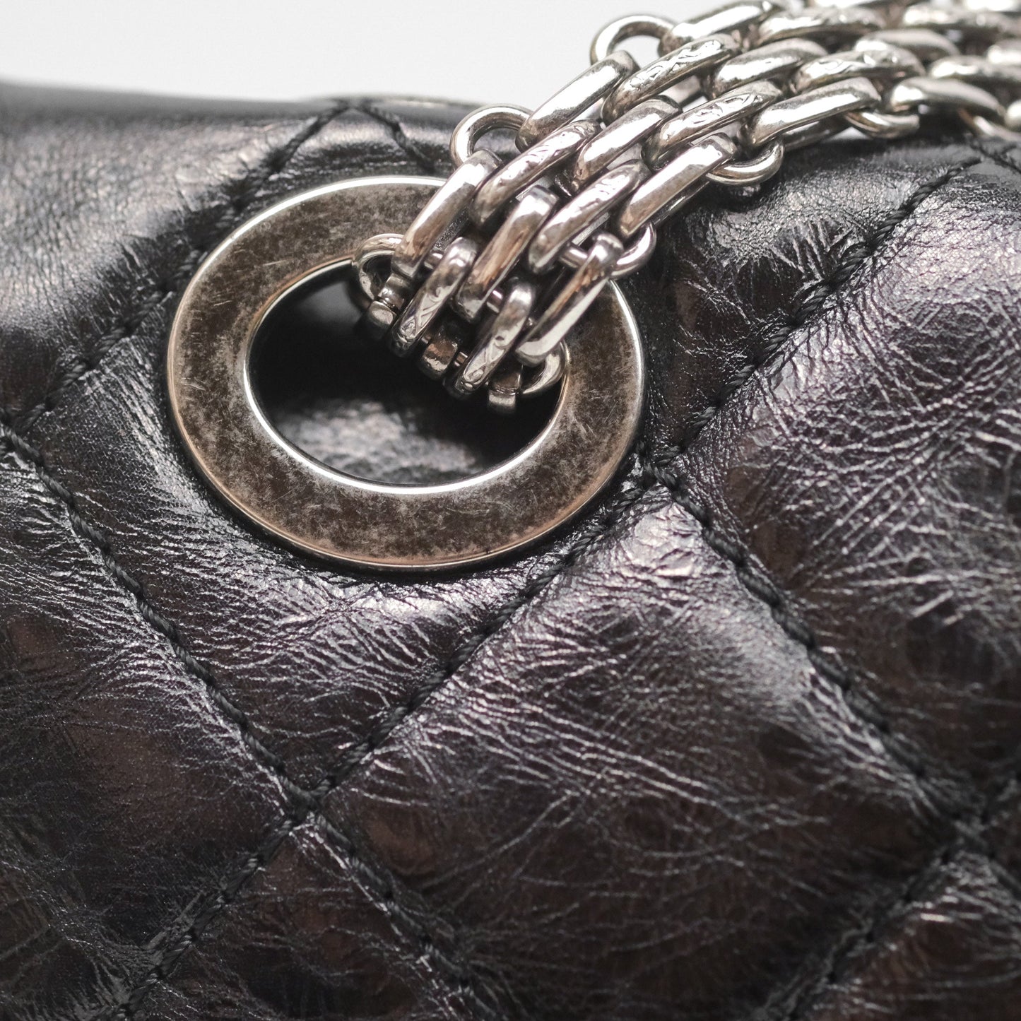 Chanel 228 Reissue Flap Quilted Black Crumpled Calfskin Ruthenium Hardware
