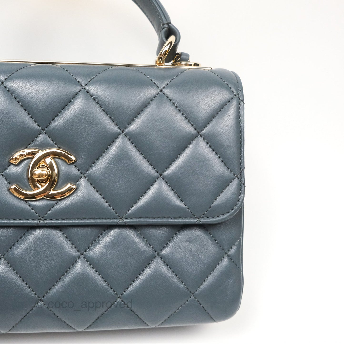 Chanel Small Trendy CC Grey Blue Lambskin Gold Hardware