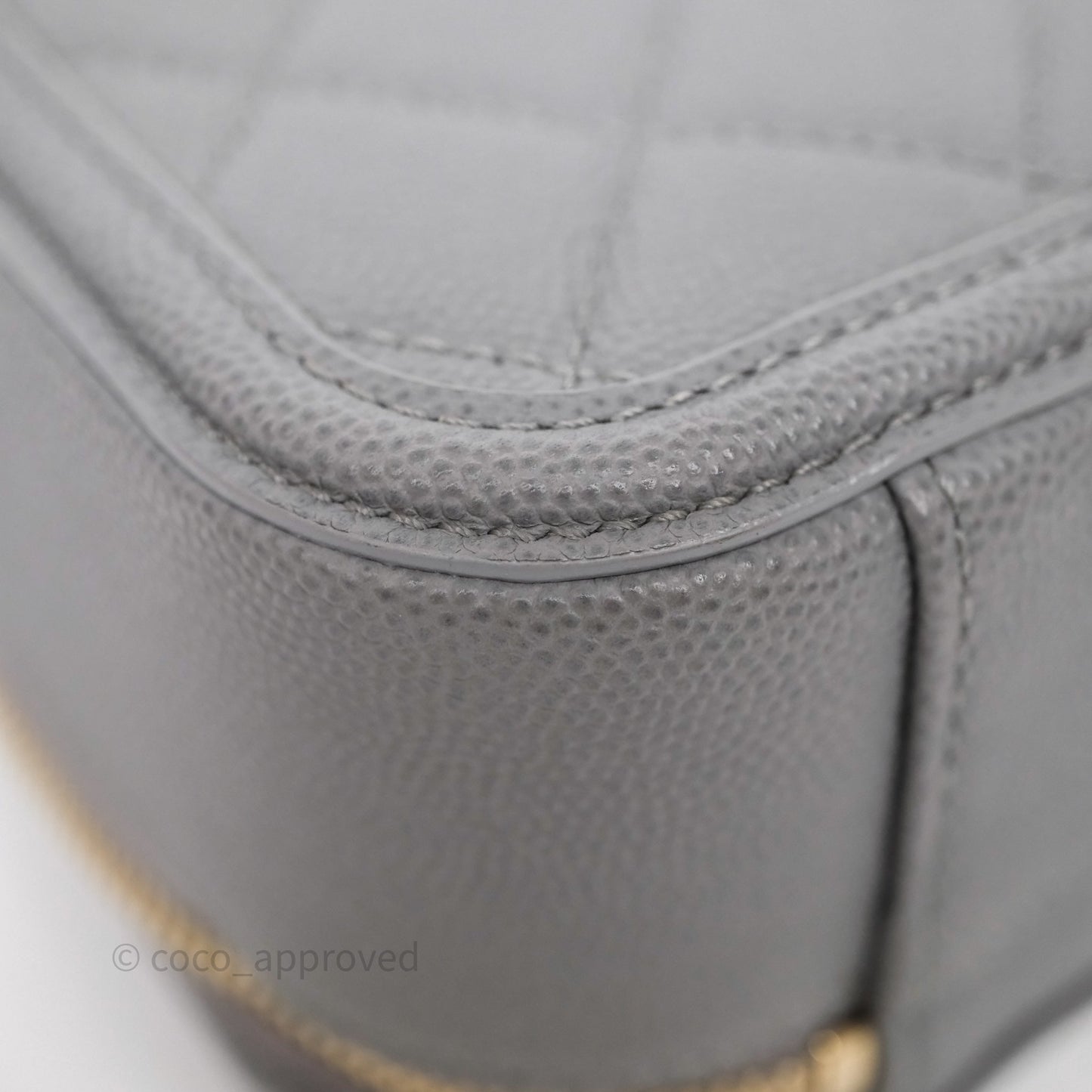 Chanel Medium CC Filigree Vanity Case Quilted Grey Caviar Gold Hardware