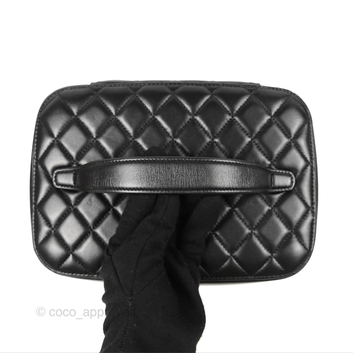 Chanel Classic Cosmetic Vanity Pouch Quilted Black Lambskin Gold Hardware