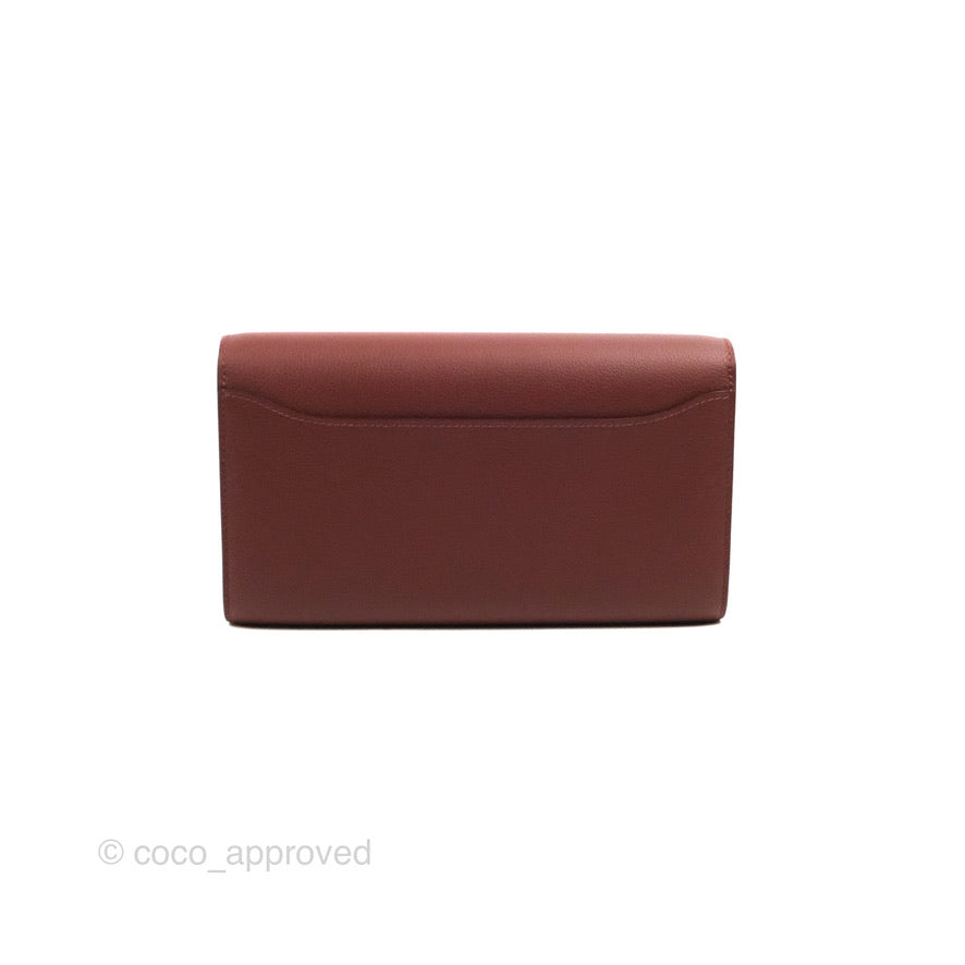Hermès Constance Long To Go Wallet Red Rouge H Evercolor Gold Hardware