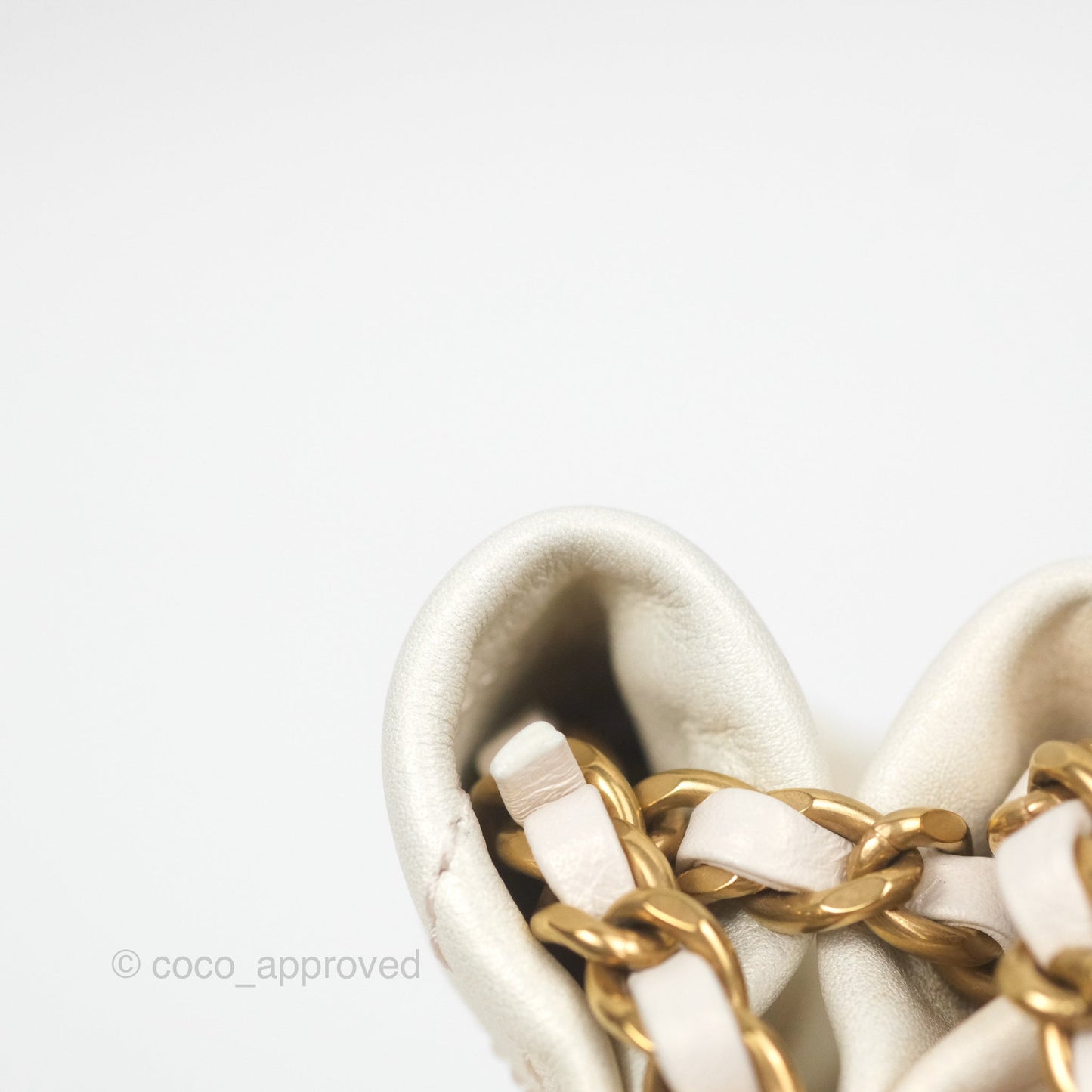 Chanel 22 Mini Bag Iridescent Light Pearly Calfskin Aged Gold Hardware