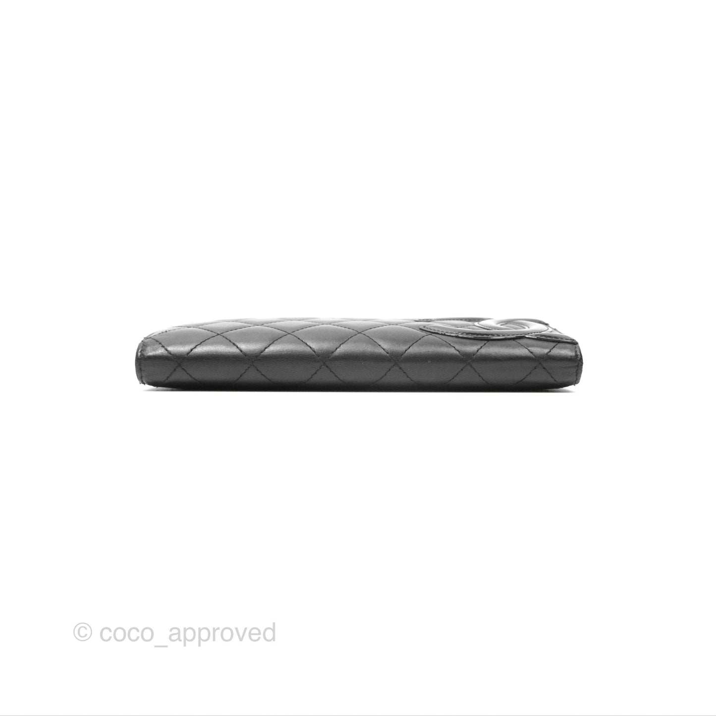 Chanel Quilted Cambon Yen Flap Wallet Black Calfskin Silver Hardware