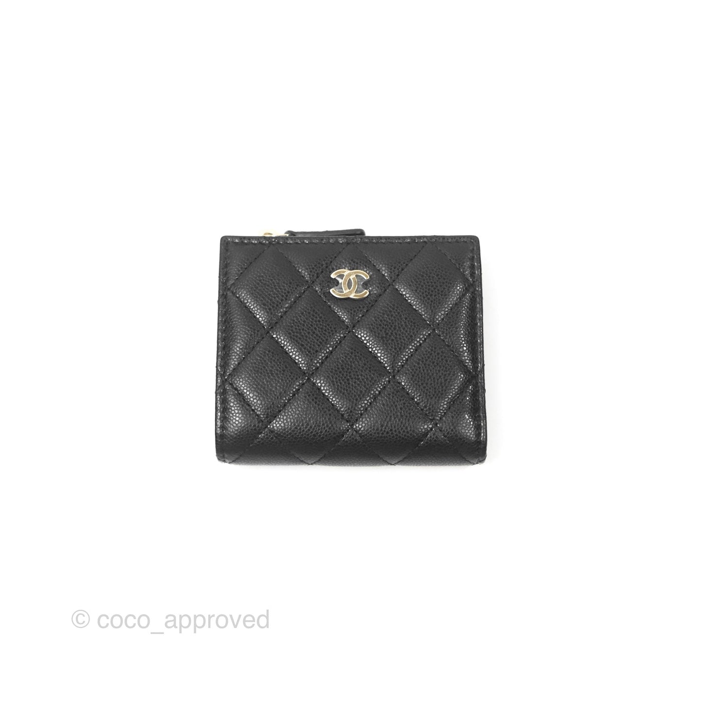 Chanel Compact Wallet Black Caviar Gold Hardware 23A