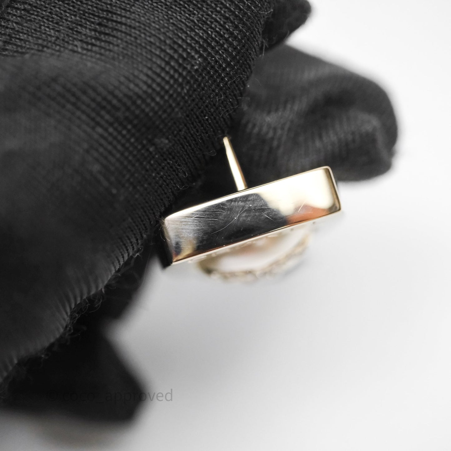 Chanel Crystal CC Pearl Square Earrings Gold Tone 23S
