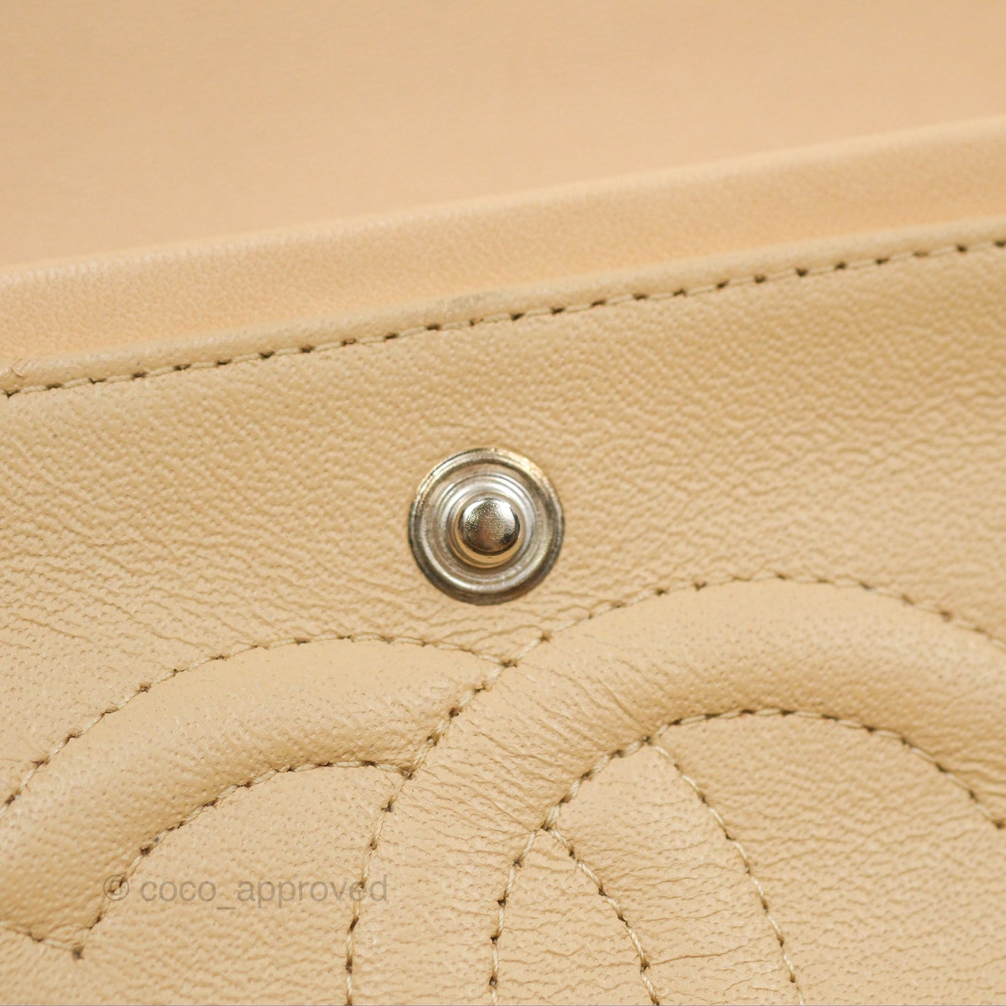 Chanel Classic M/L Medium Flap Quilted Beige Lambskin Silver Hardware