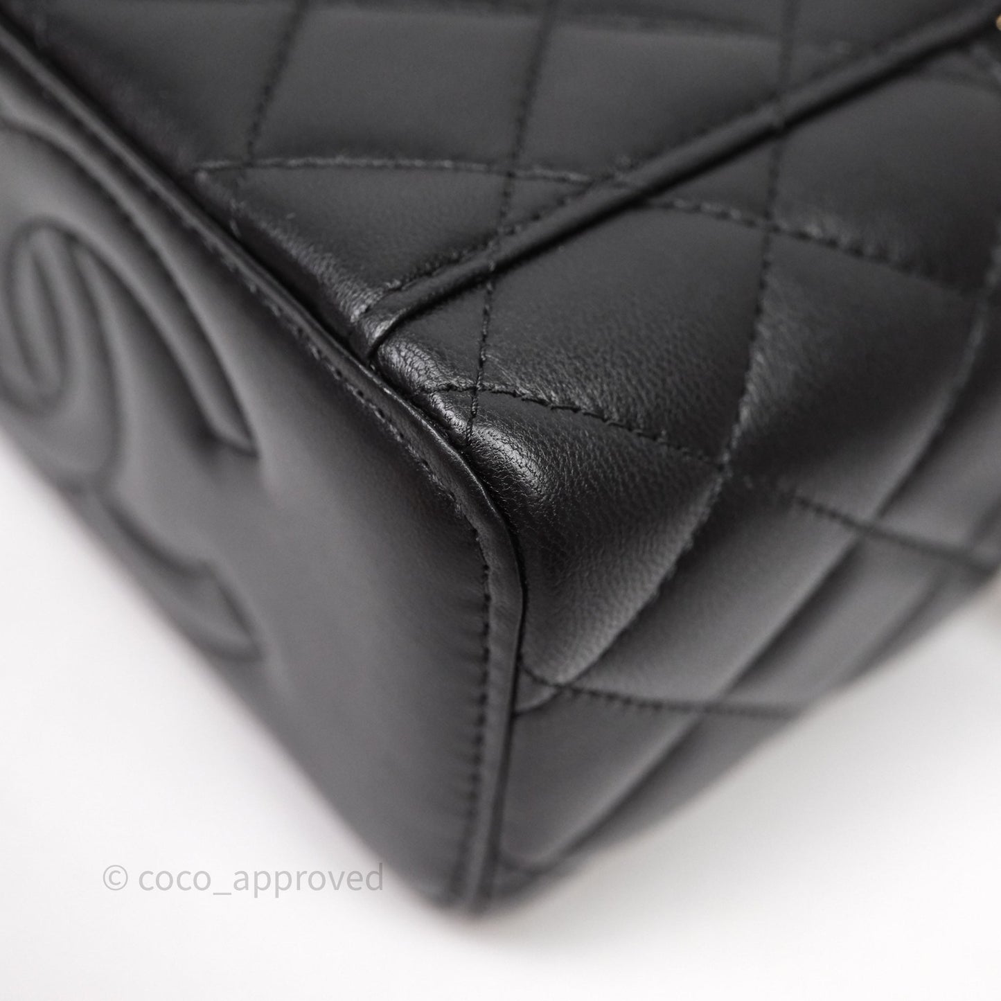 Chanel Vanity Rectangular Metal Top Handle Black Lambskin Aged Gold Hardware