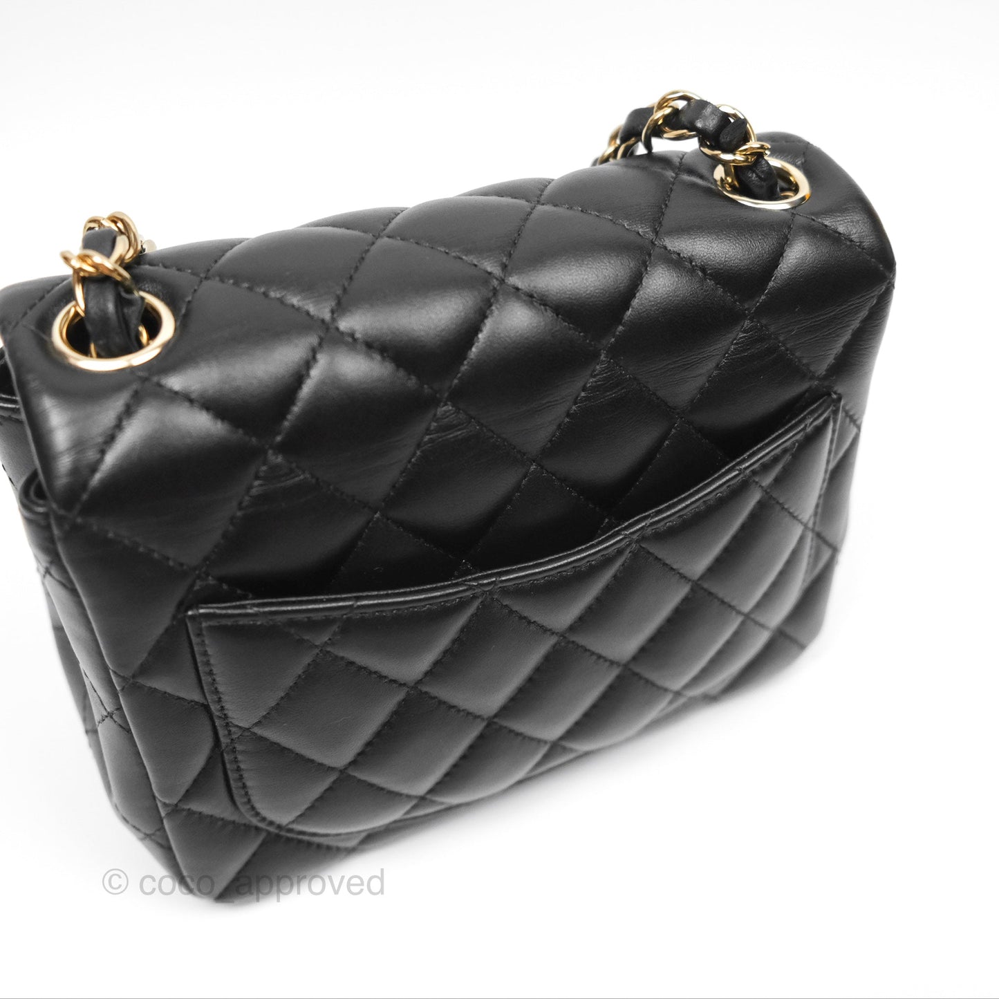 Chanel Mini Square Black Lambskin Gold Hardware