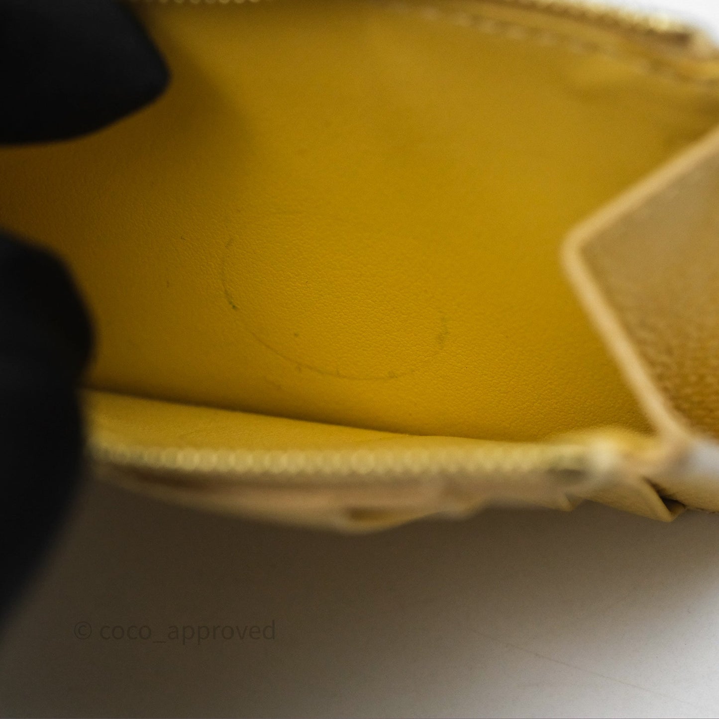 Celine Zipped Card Holder in Grained Calfskin Yellow