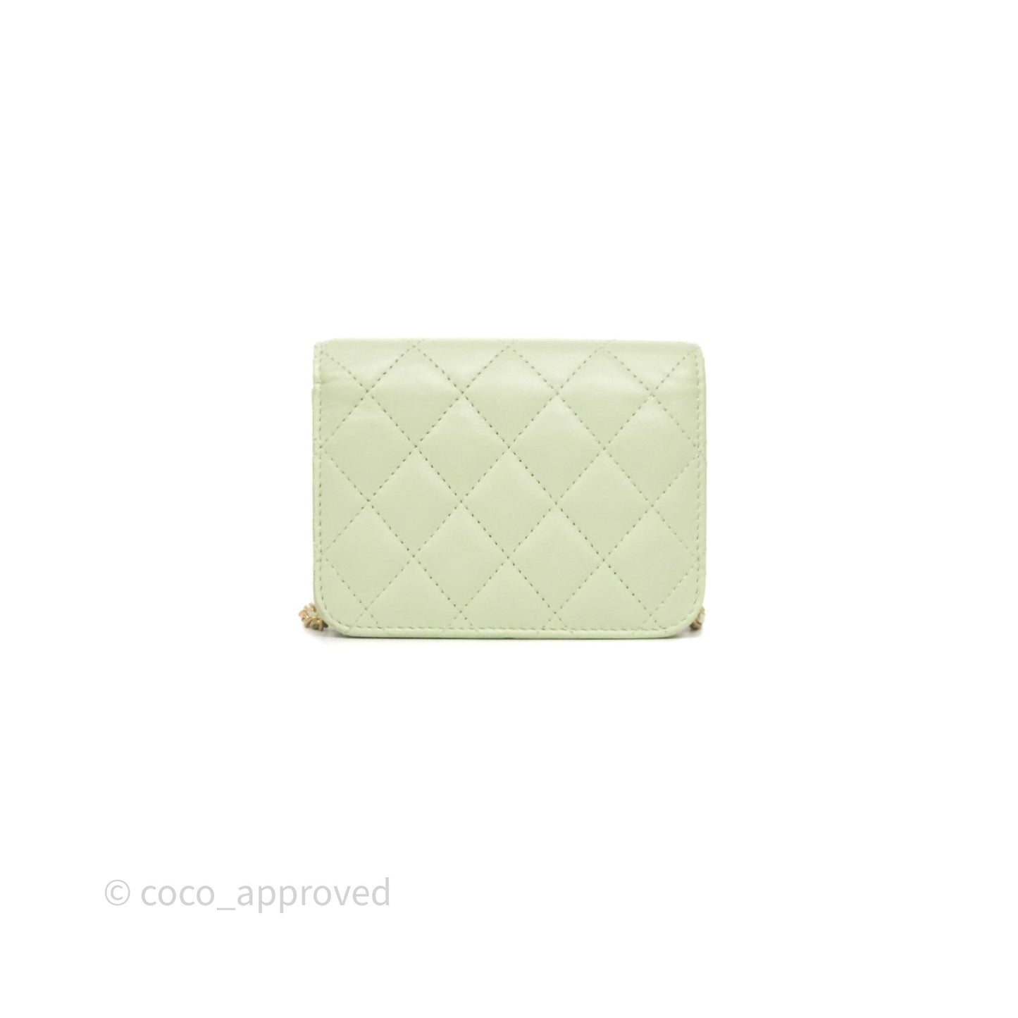Chanel Pearl Crush Mini Clutch Belt Bag Green Lambskin Aged Gold Hardware