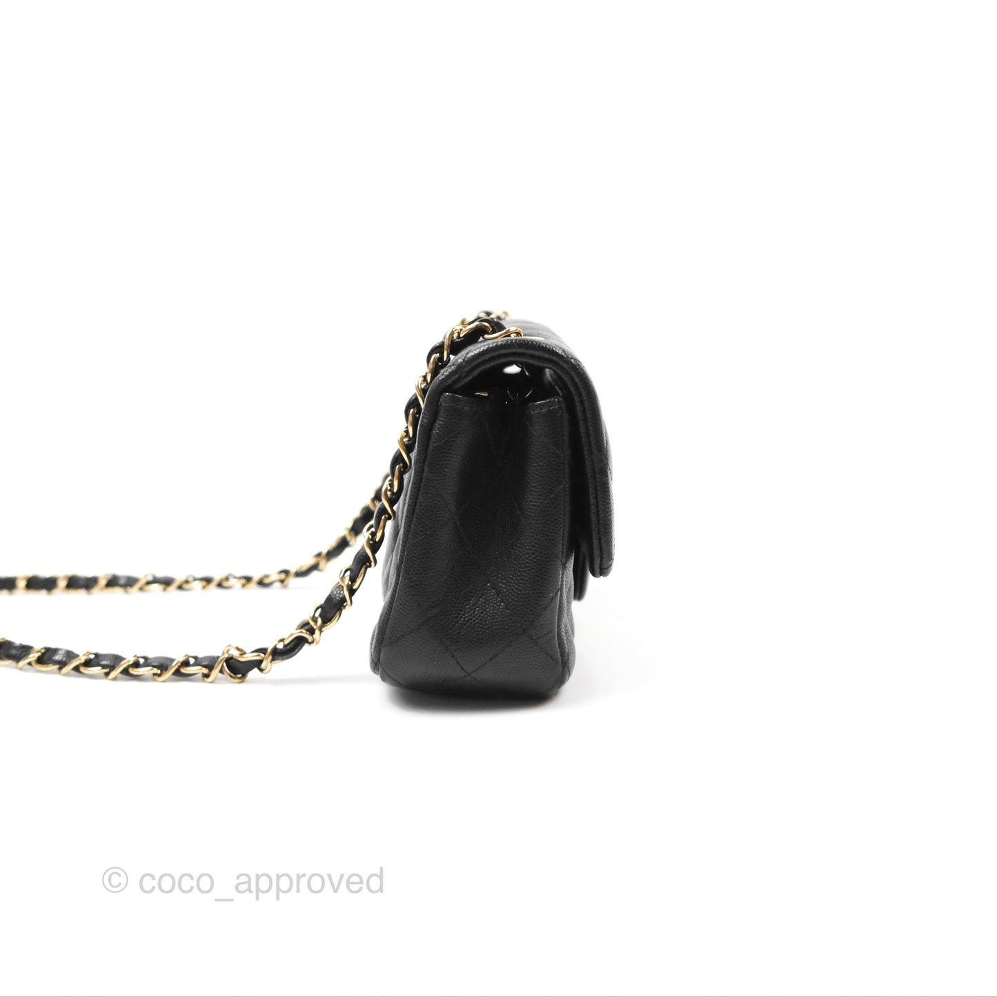 Chanel Quilted Mini Rectangular Black Caviar Gold Hardware 17B