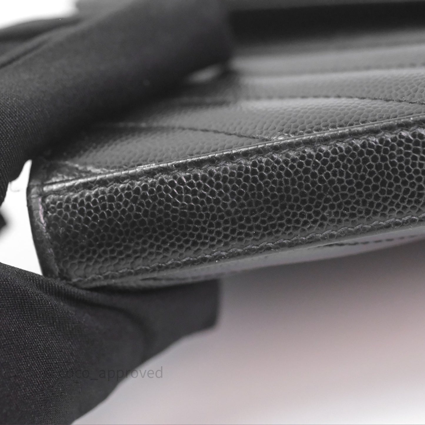 Saint Laurent Wallet on Chain WOC Black Grained Leather Sliver Hardware