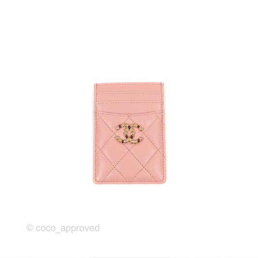 Chanel CC Resin Stone Card Holder Pink Caviar 23K