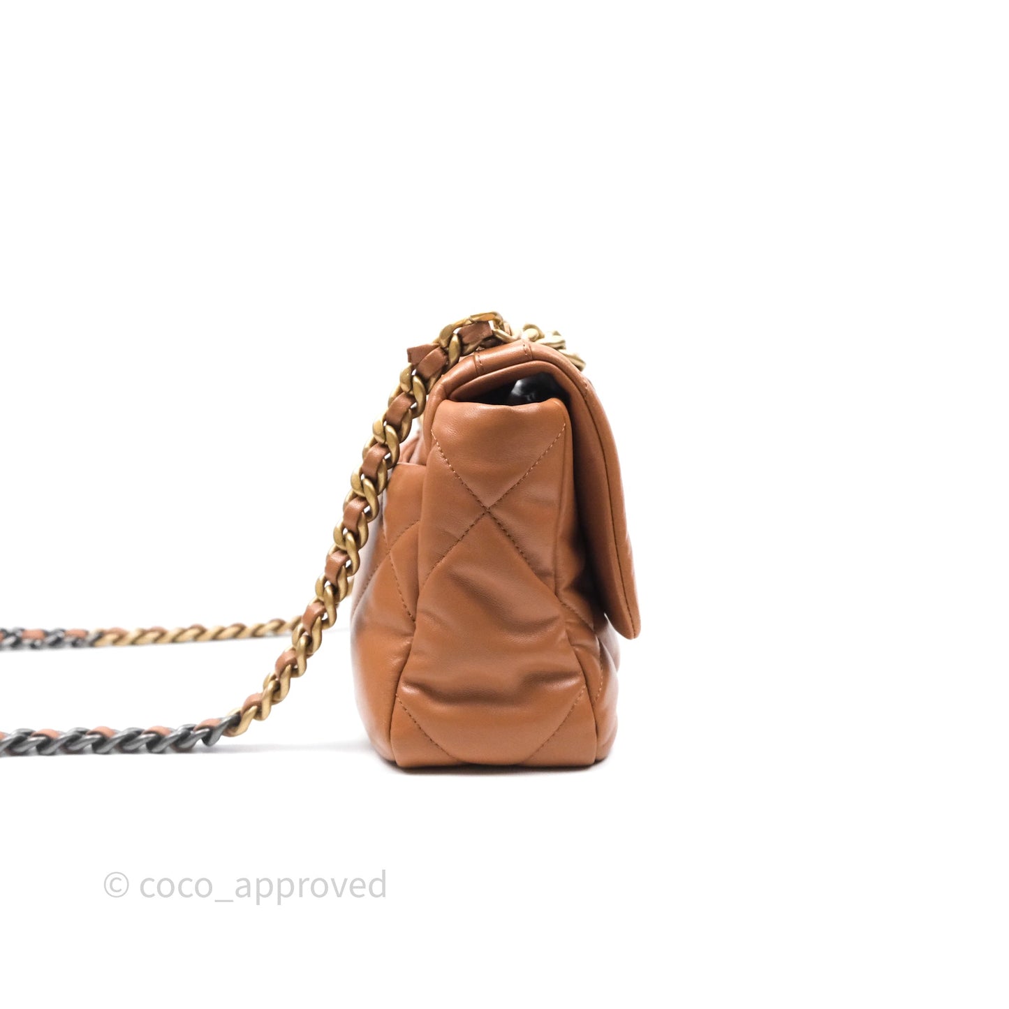 Chanel 19 Small Caramel Dark Beige Brown Mixed Hardware