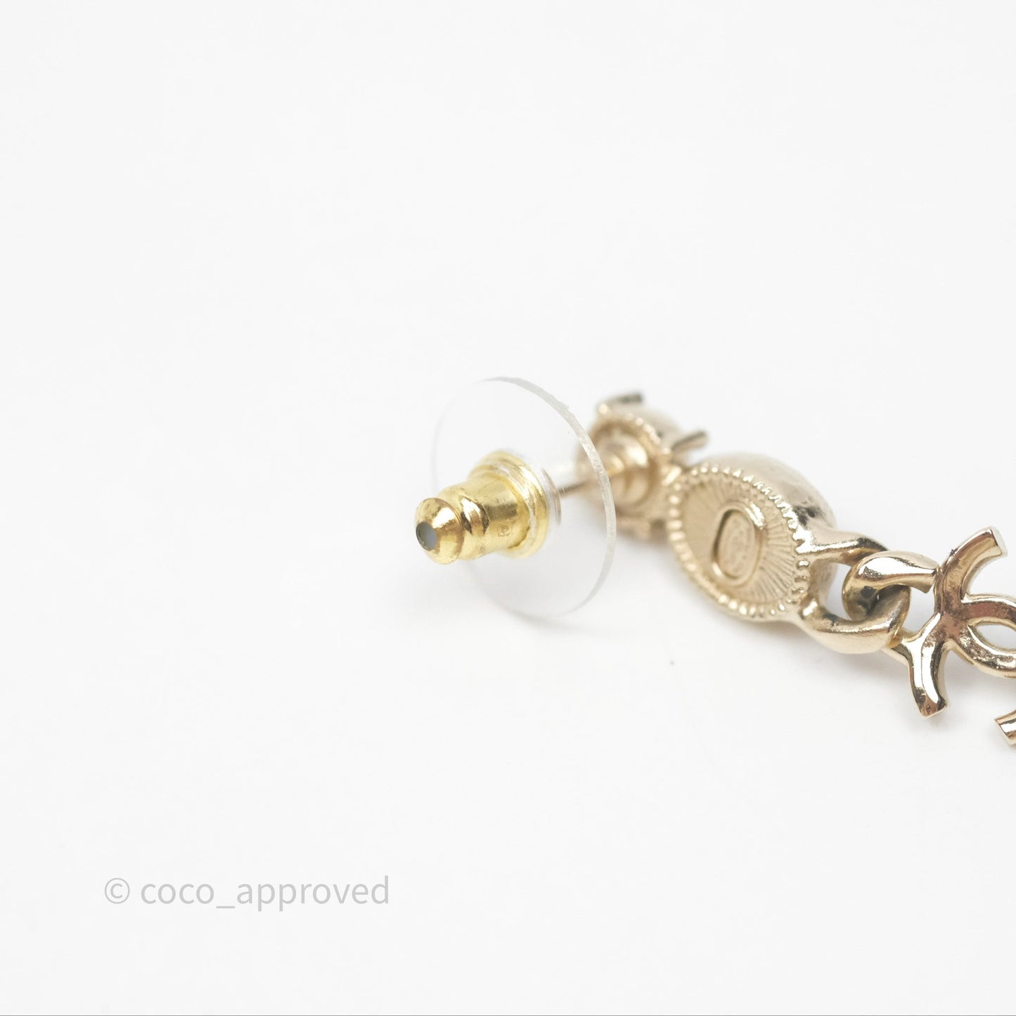Chanel Crystal CC Black Resin Drop Earrings Gold Tone 21K