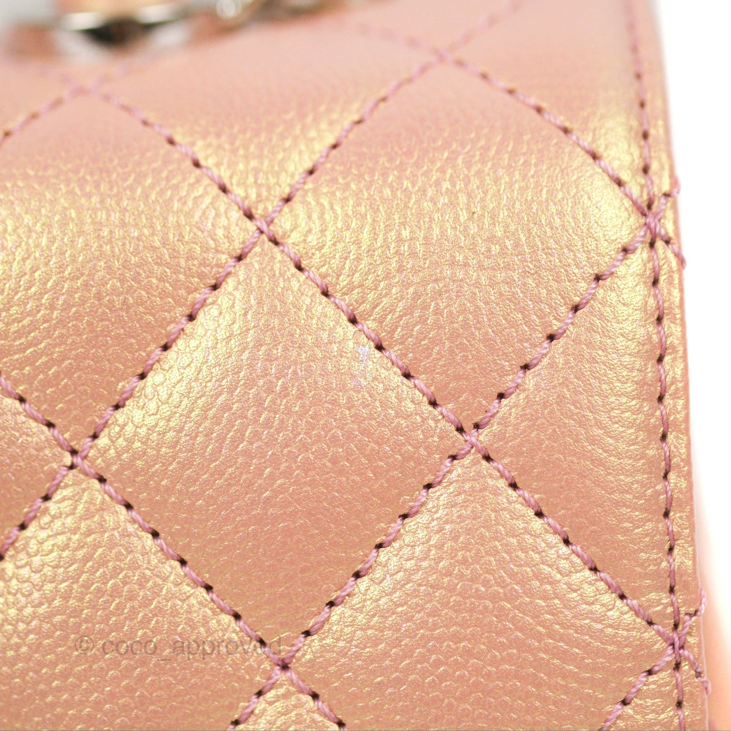 Chanel Small Quilted Coco Handle Iridescent Pink Caviar Rainbow Hardware