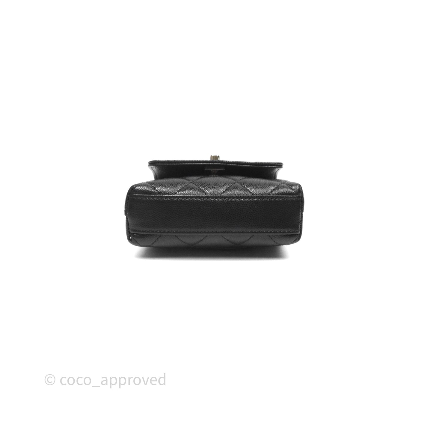 Chanel Nano Coco Handle Clutch Quilted Black Caviar Gold Hardware