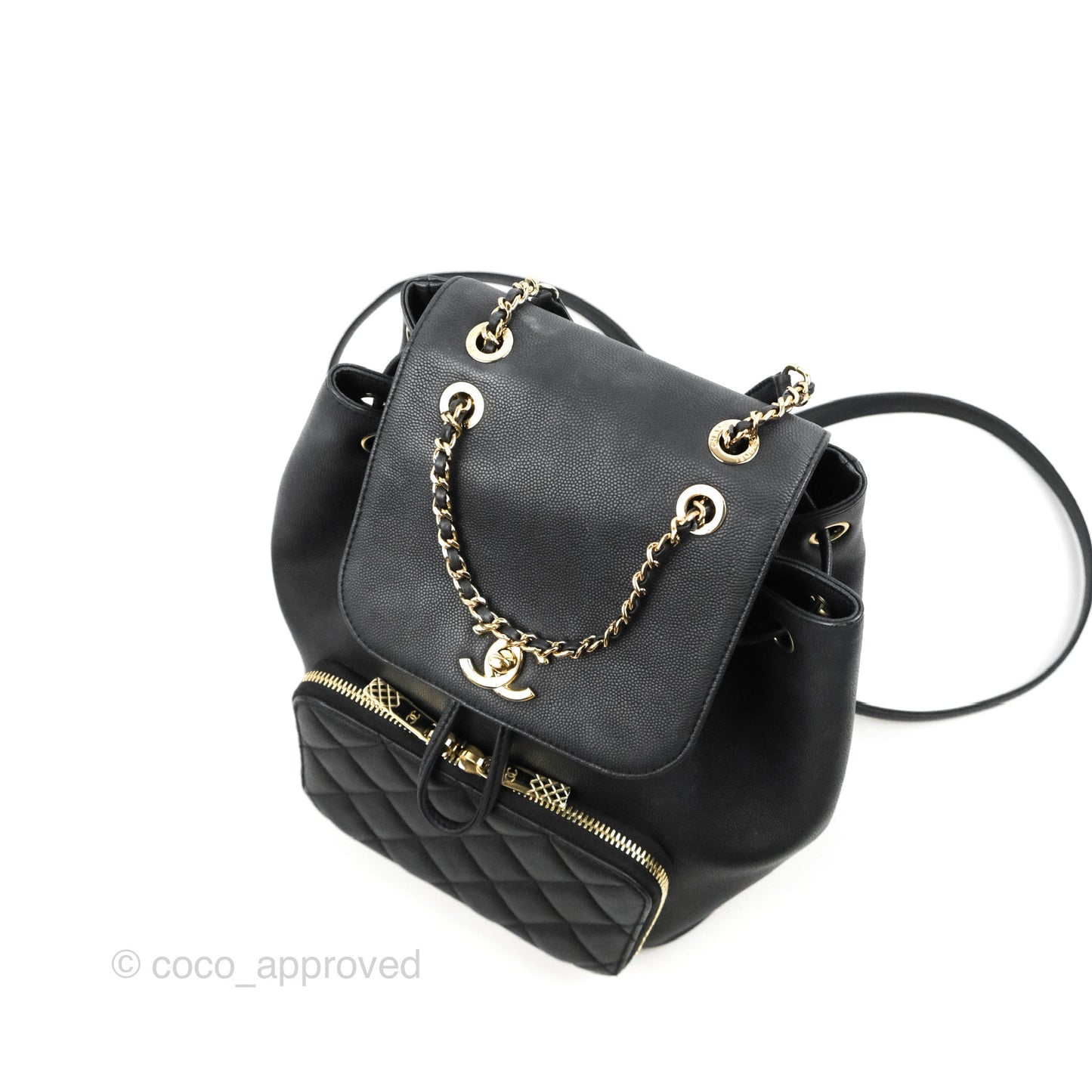 Chanel Quilted Business Affinity Backpack Black Caviar Gold Hardware