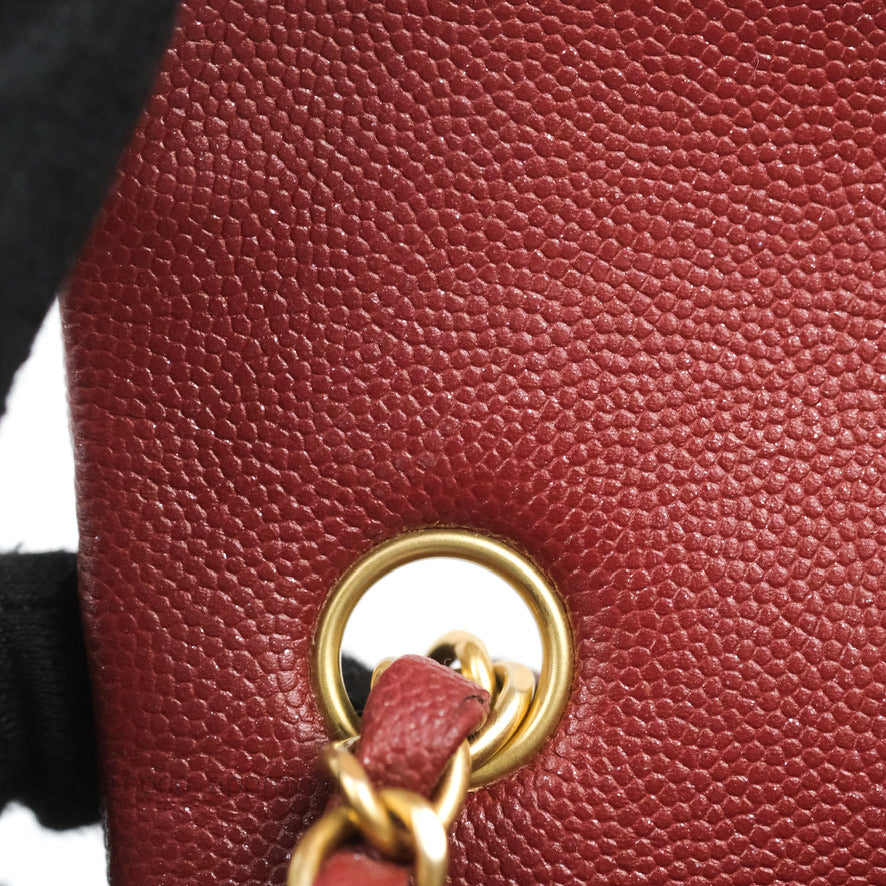Chanel Classic Quilted Mini Rectangular Flap Iridescent Burgundy Caviar Aged Gold Hardware