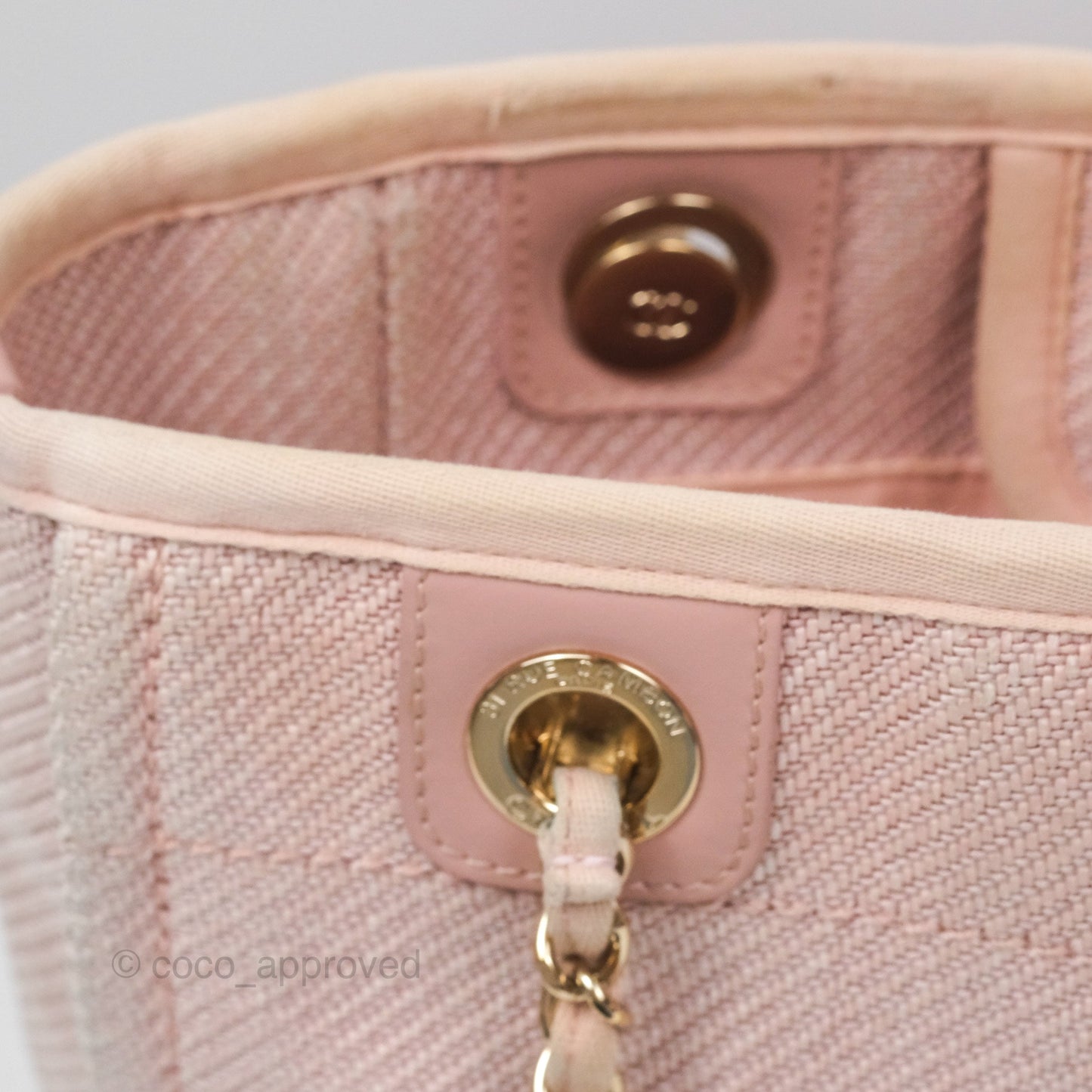 Chanel Small Vertical Deauville Canvas Pink Gold Hardware