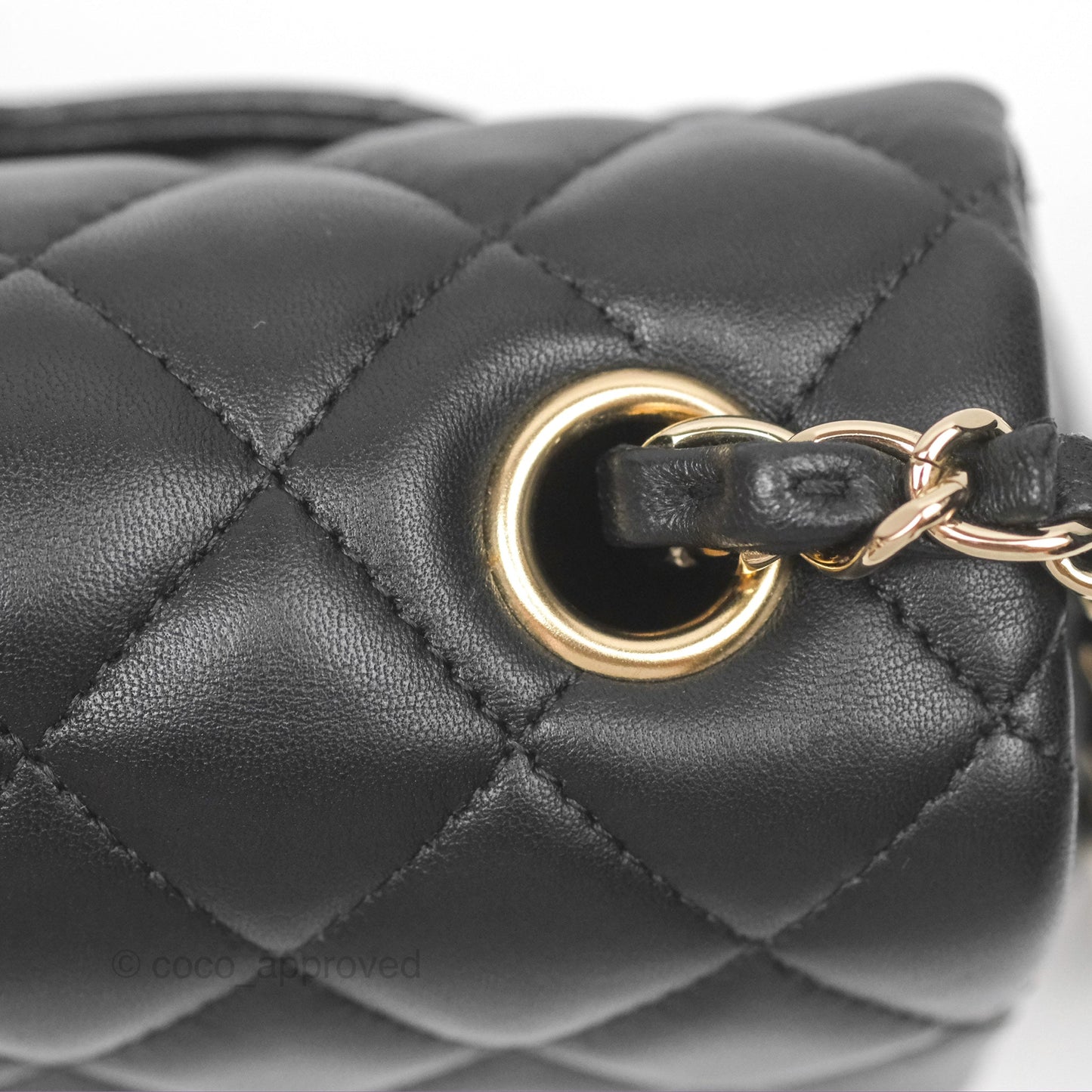 Chanel Quilted Mini Rectangular Black Lambskin Gold Hardware