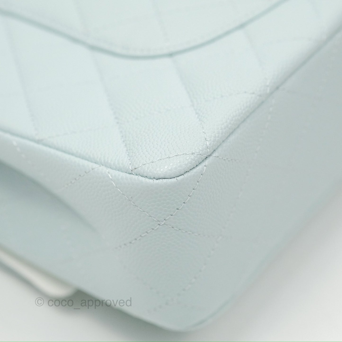 Chanel Medium Classic Flap Quilted Pale Blue Caviar Silver Hardware