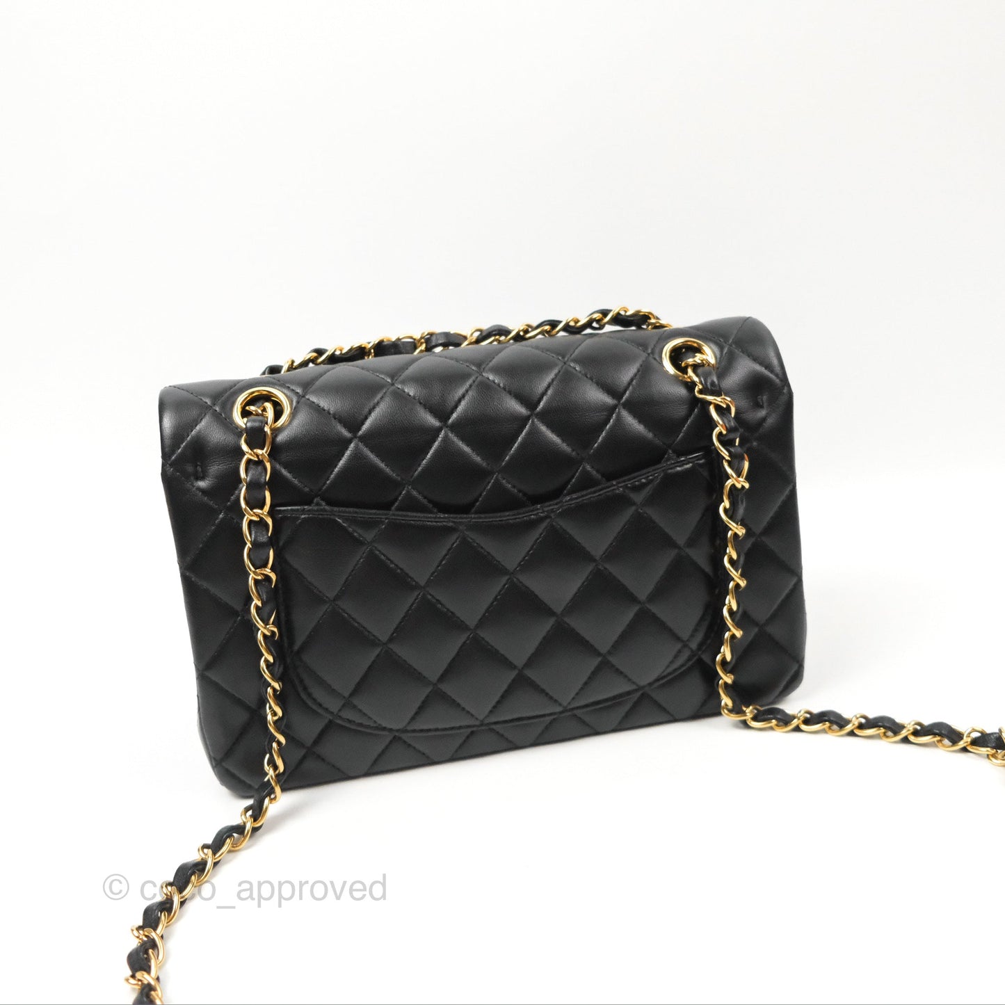 Chanel Small Classic Quilted Flap Black Lambskin Gold Hardware