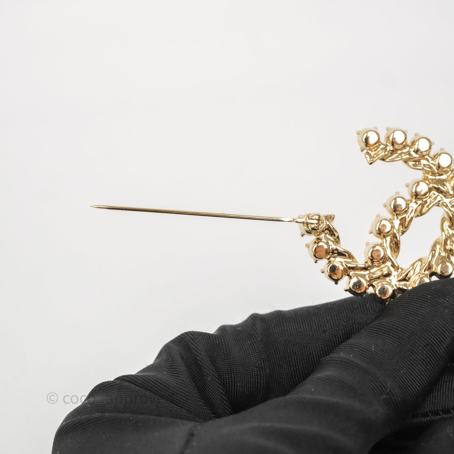 Chanel Crystal CC Brooch Gold Tone 21C