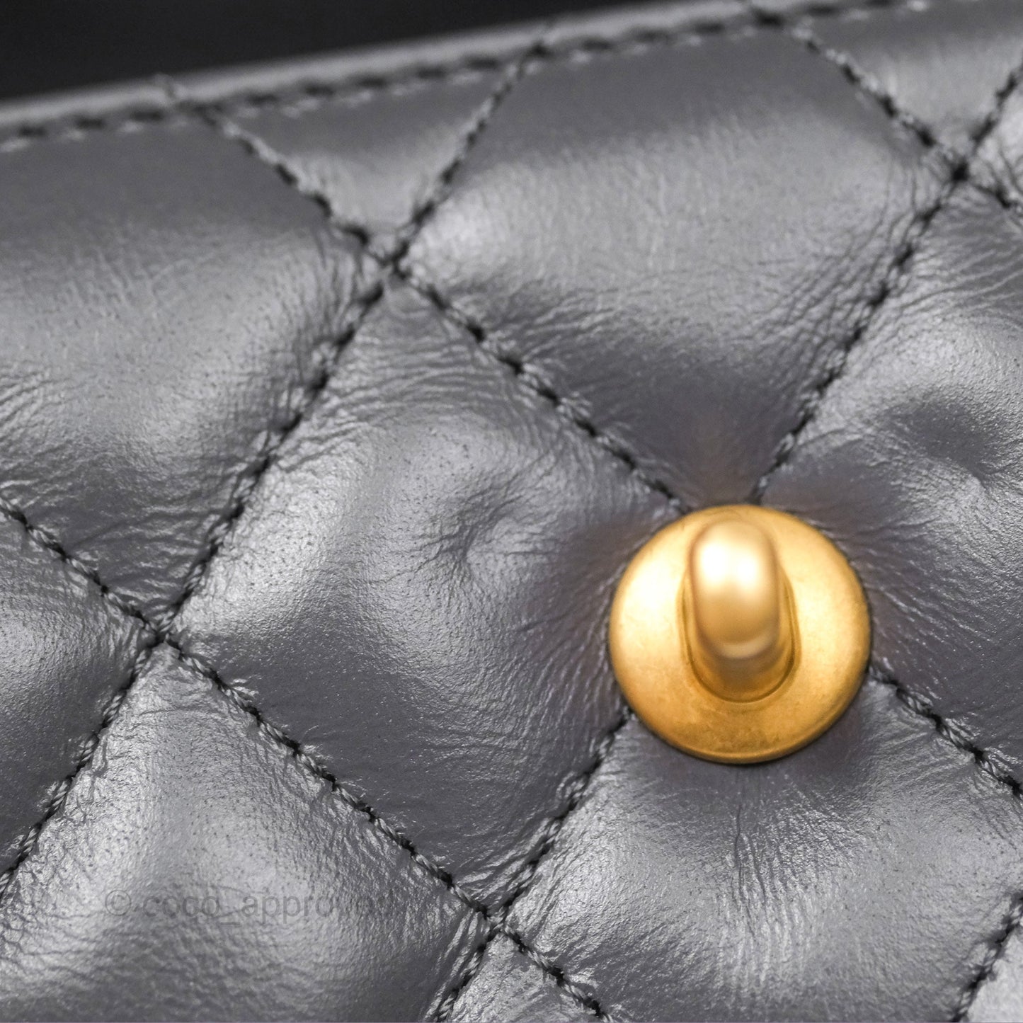 Chanel Kelly Bag Quilted Grey Shiny Calfskin Aged Gold Hardware