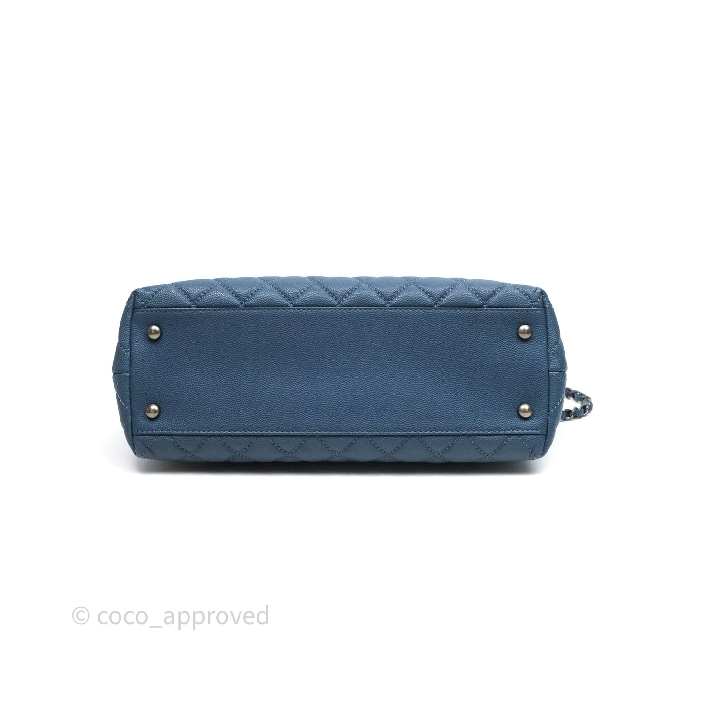 Chanel Medium Coco Handle Quilted Aged Caviar Dark Blue Ruthenium Hardware