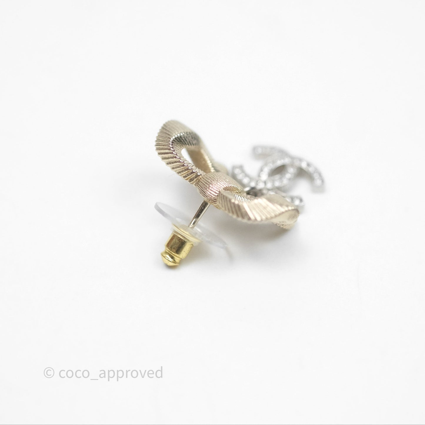 Chanel Bow Knot Crystal CC Drop Earrings 24K