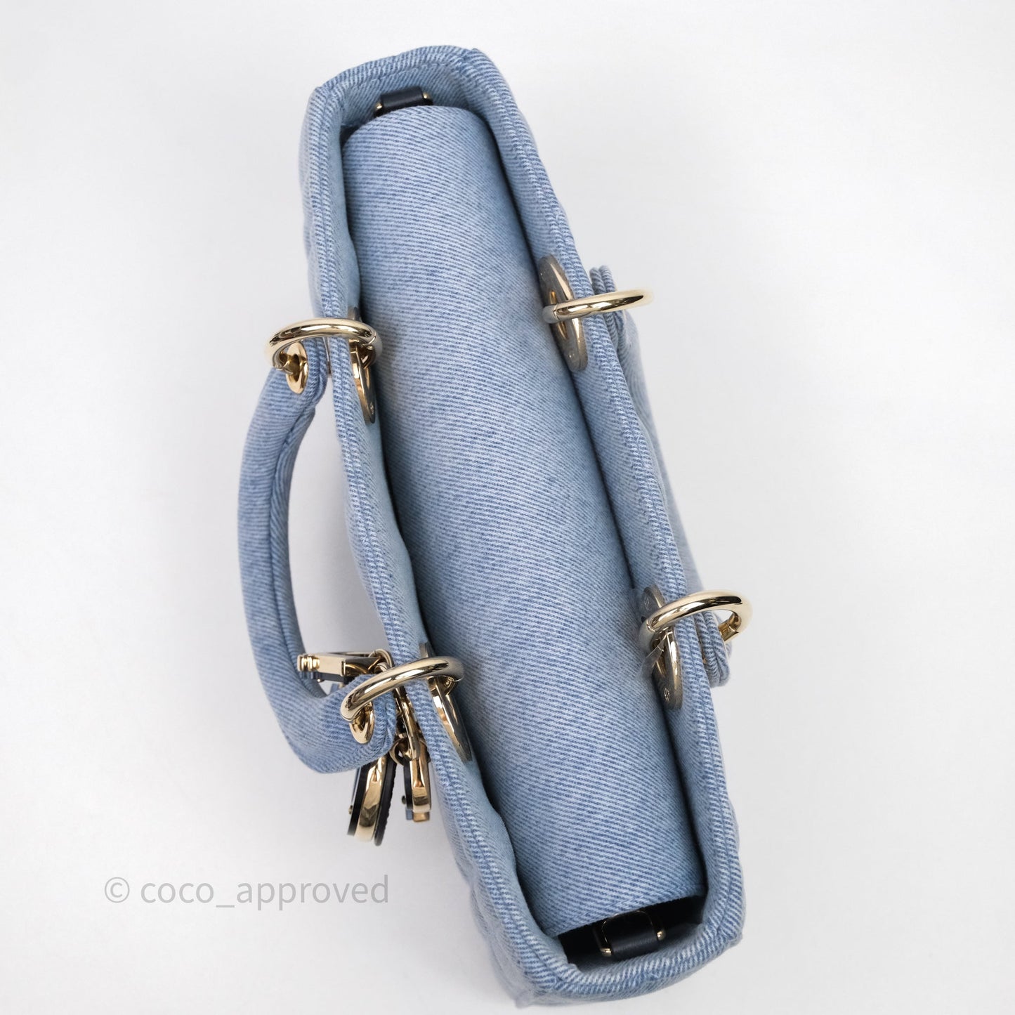 Christian Dior Medium Lady D-Joy Bag Denim Cannage Gold Hardware