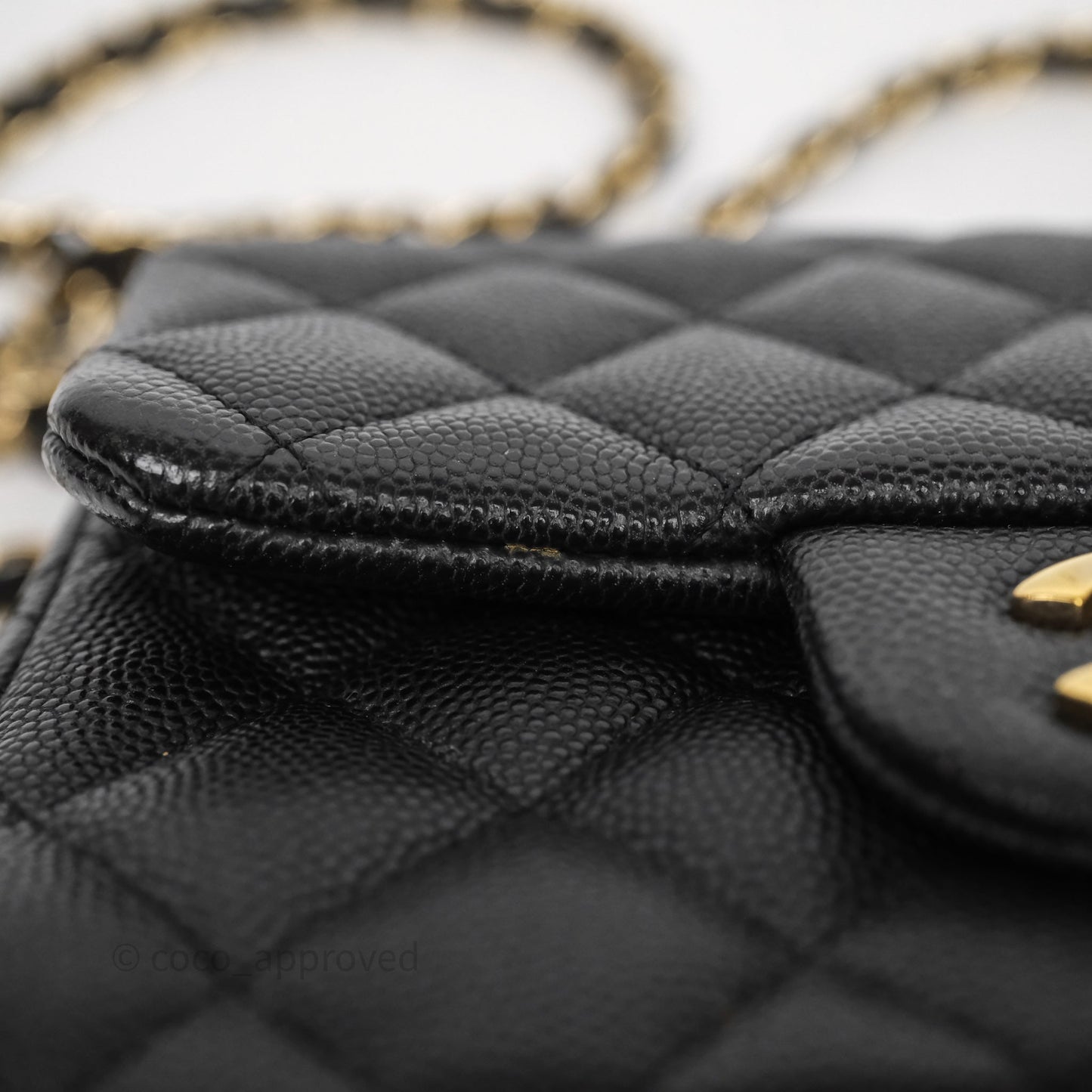 Chanel Mini Square Quilted Black Caviar Gold Hardware