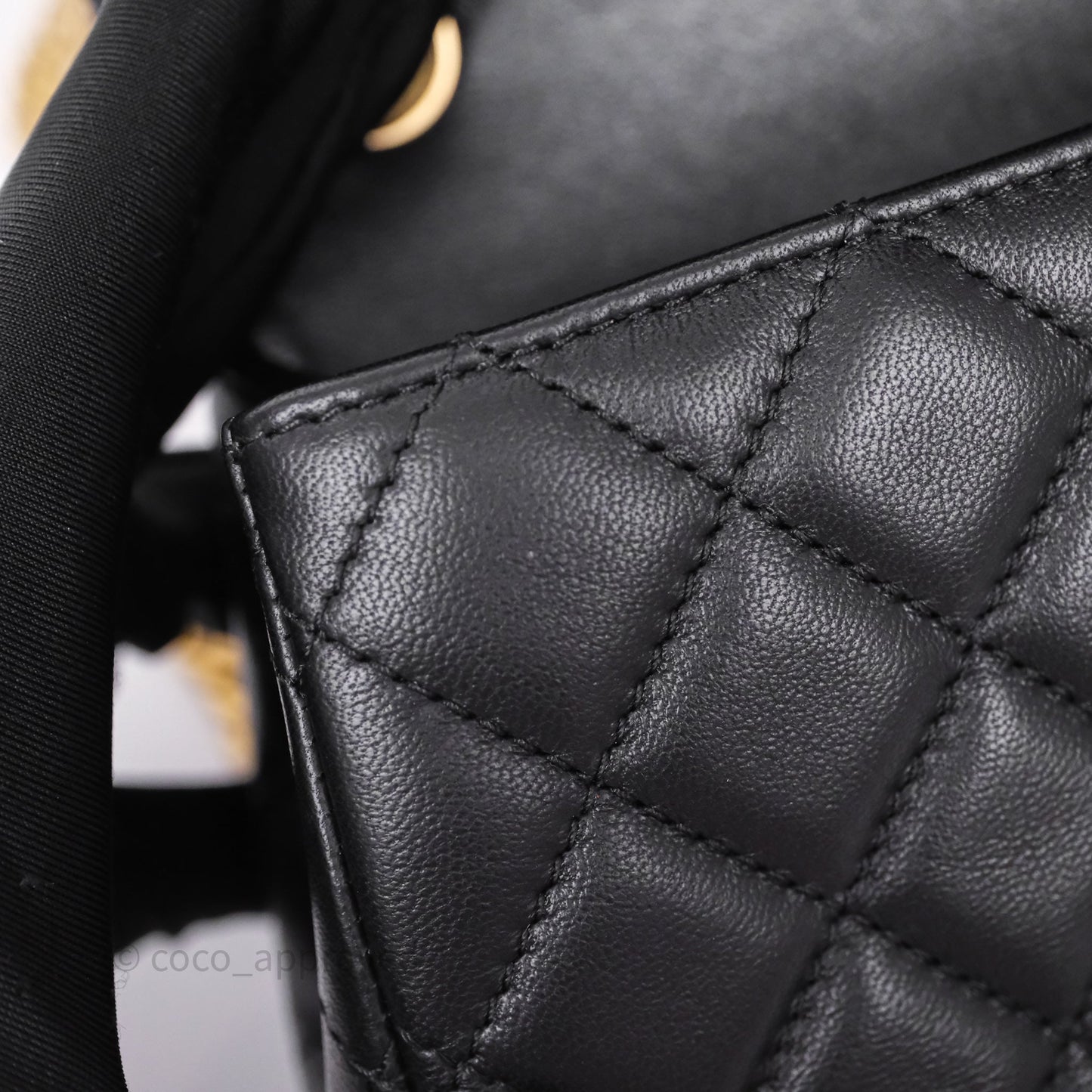 Chanel Mini Rectangular Flap with Camellia Adjustable Chain Black Lambskin Aged Gold Hardware