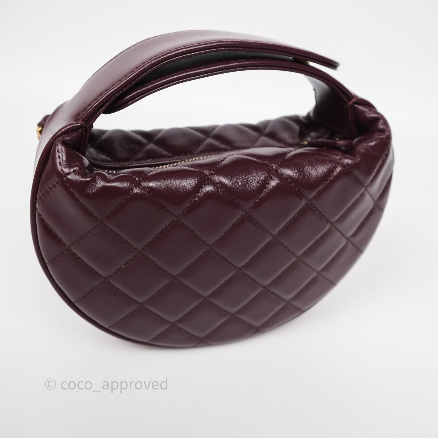 Chanel Mini Hobo Pouch Dark Burgundy Shiny Crumpled Calfskin Aged Gold Hardware