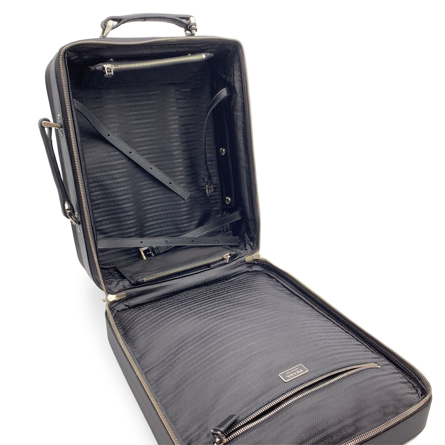 Luxury PradaBlack Nylon Rolling Suitcase Wheeled Travel Bag Trolley