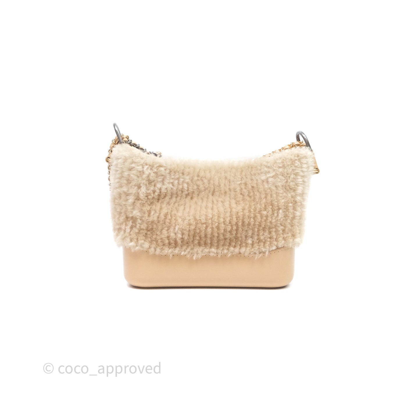Chanel Small Gabrielle Hobo Shearling Beige Mixed Hardware