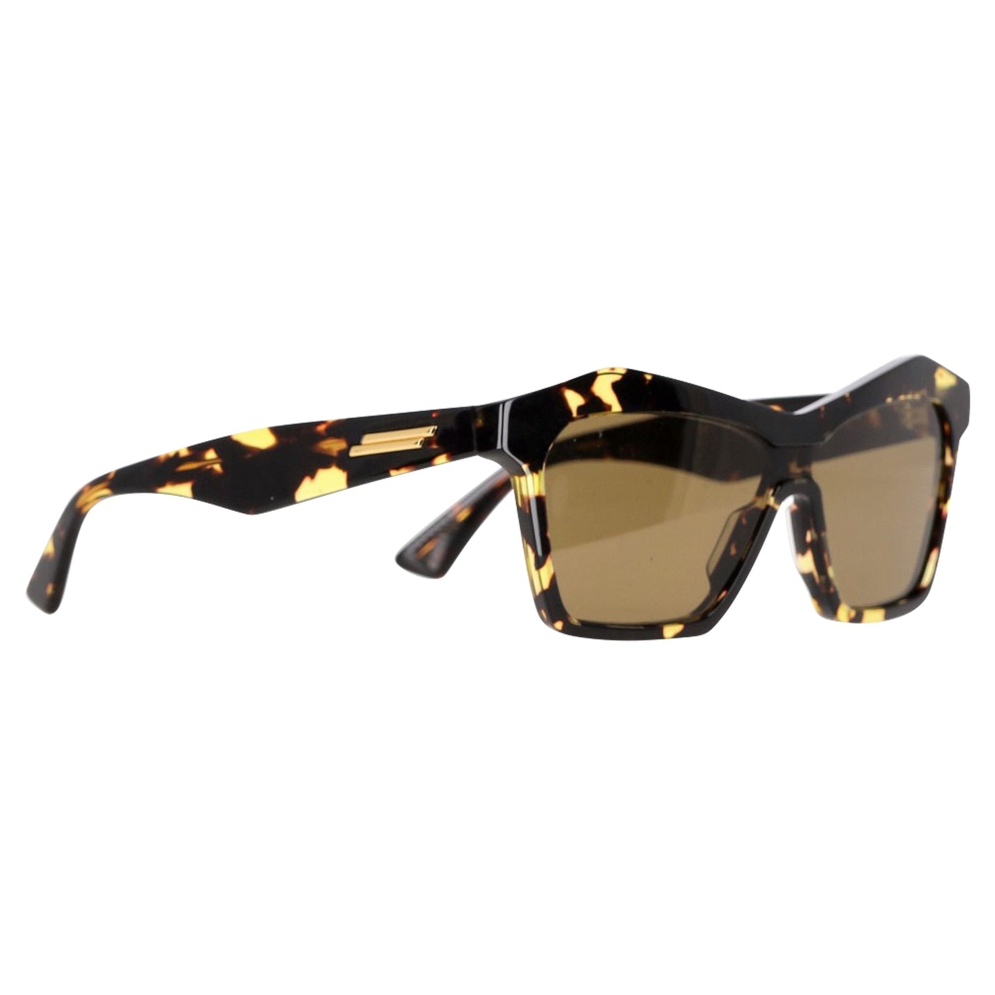 Luxury Bottega Veneta 99mm Geometric Shield Sunglasses In Havana Brown Acetate