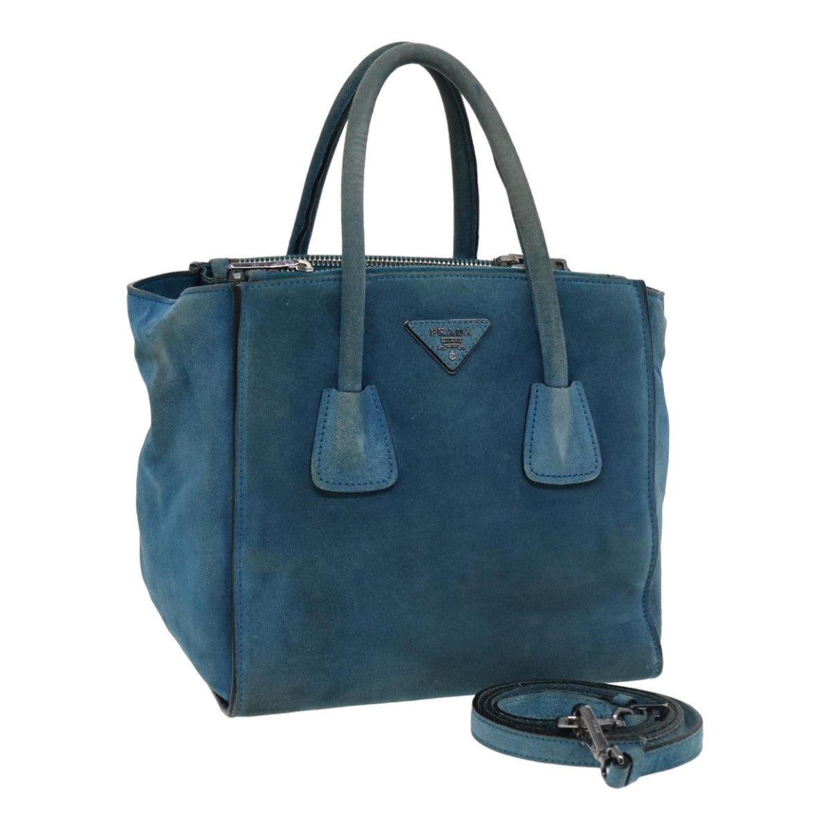 Luxury Prada Hand Bag Suede 2way Blue  83949
