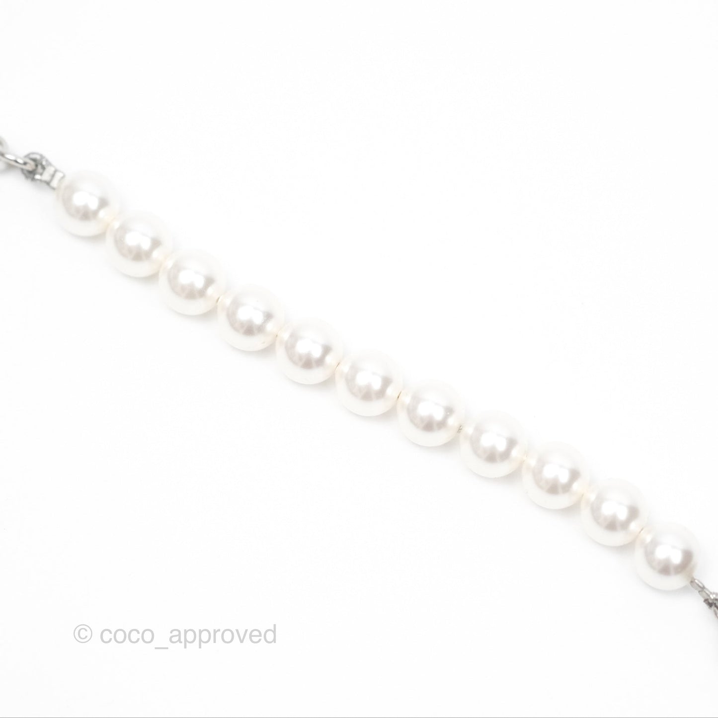 Chanel Crystal Pearl CC Necklace Choker Silver Tone 23S