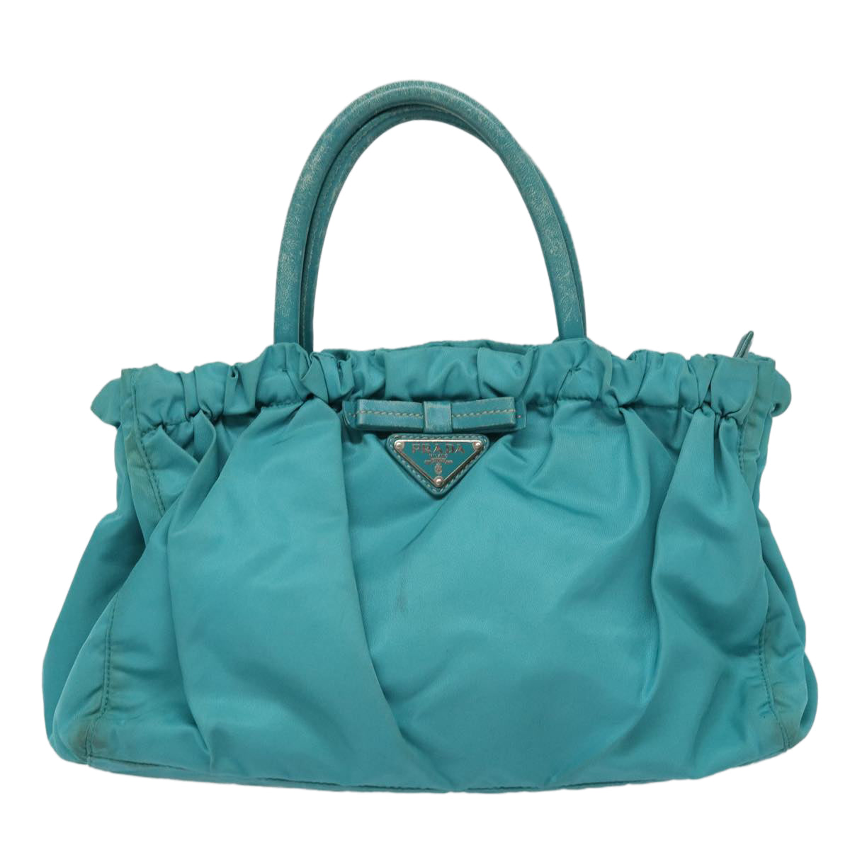 Luxury Prada Hand Bag Nylon 2way Turquoise Blue  83957
