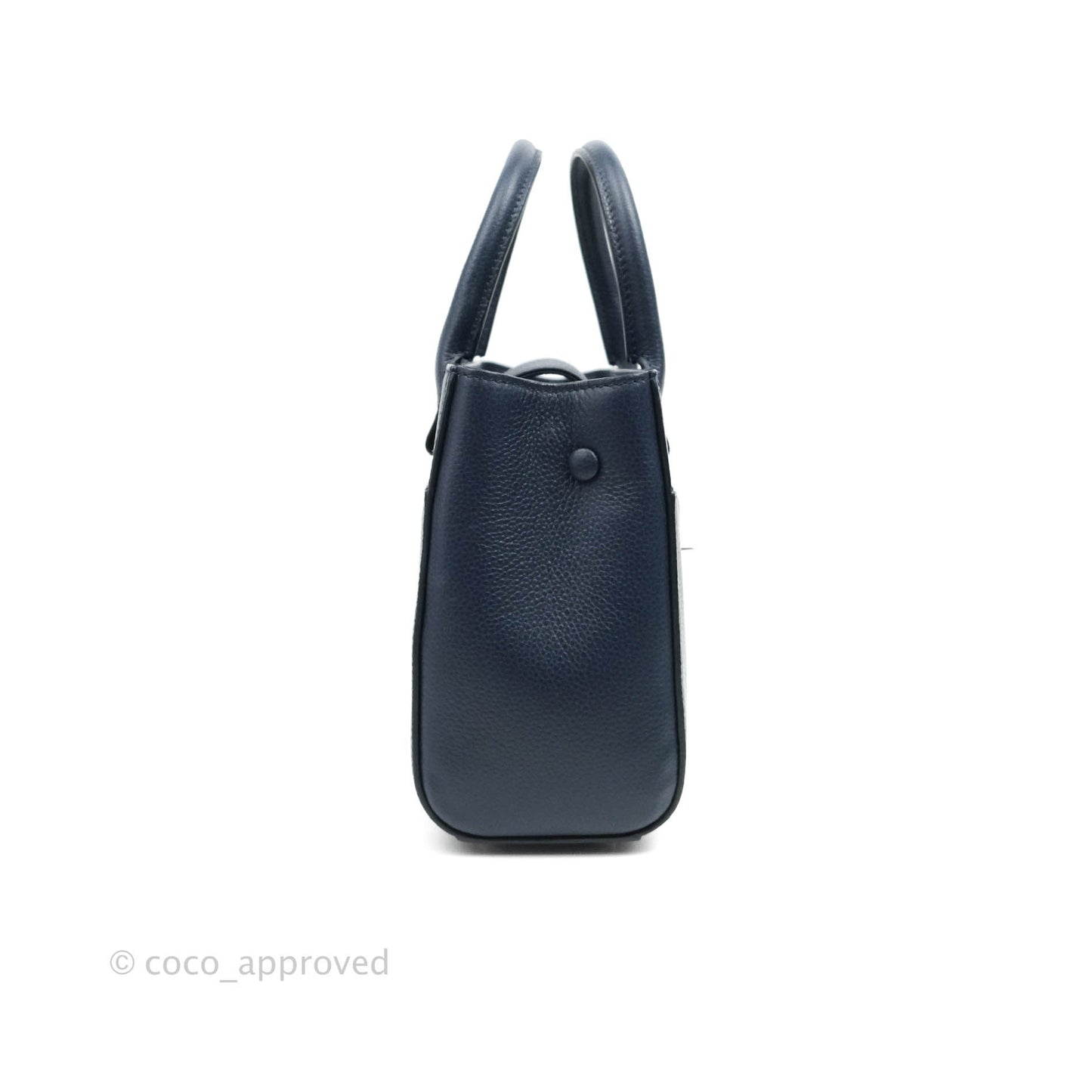 Chanel Mini Neo Executive Shopper Tote Black Grained Calfskin Navy Silver Hardware