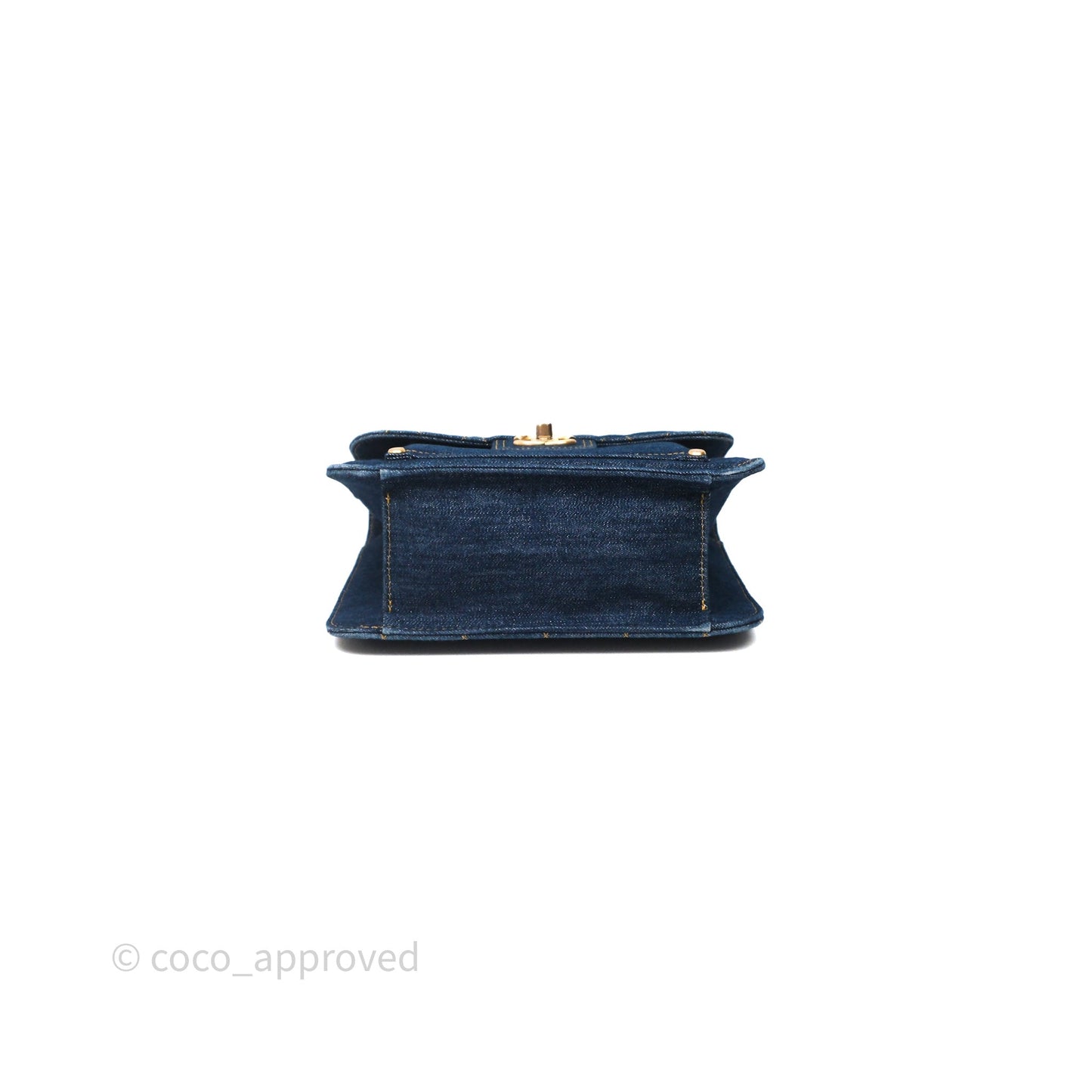 Chanel Square Flap Bag Denim Aged Gold Hardware