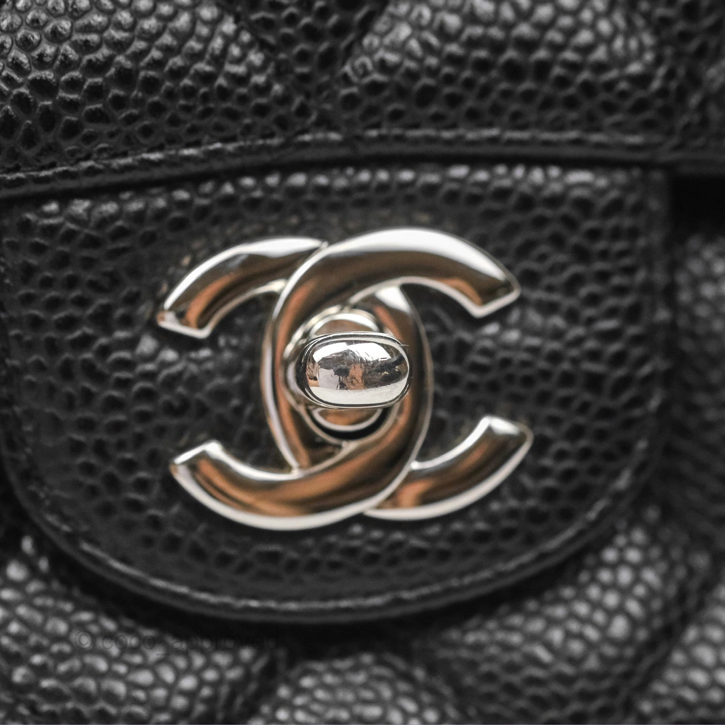 Chanel Classic M/L Medium Flap Quilted Black Caviar Silver Hardware