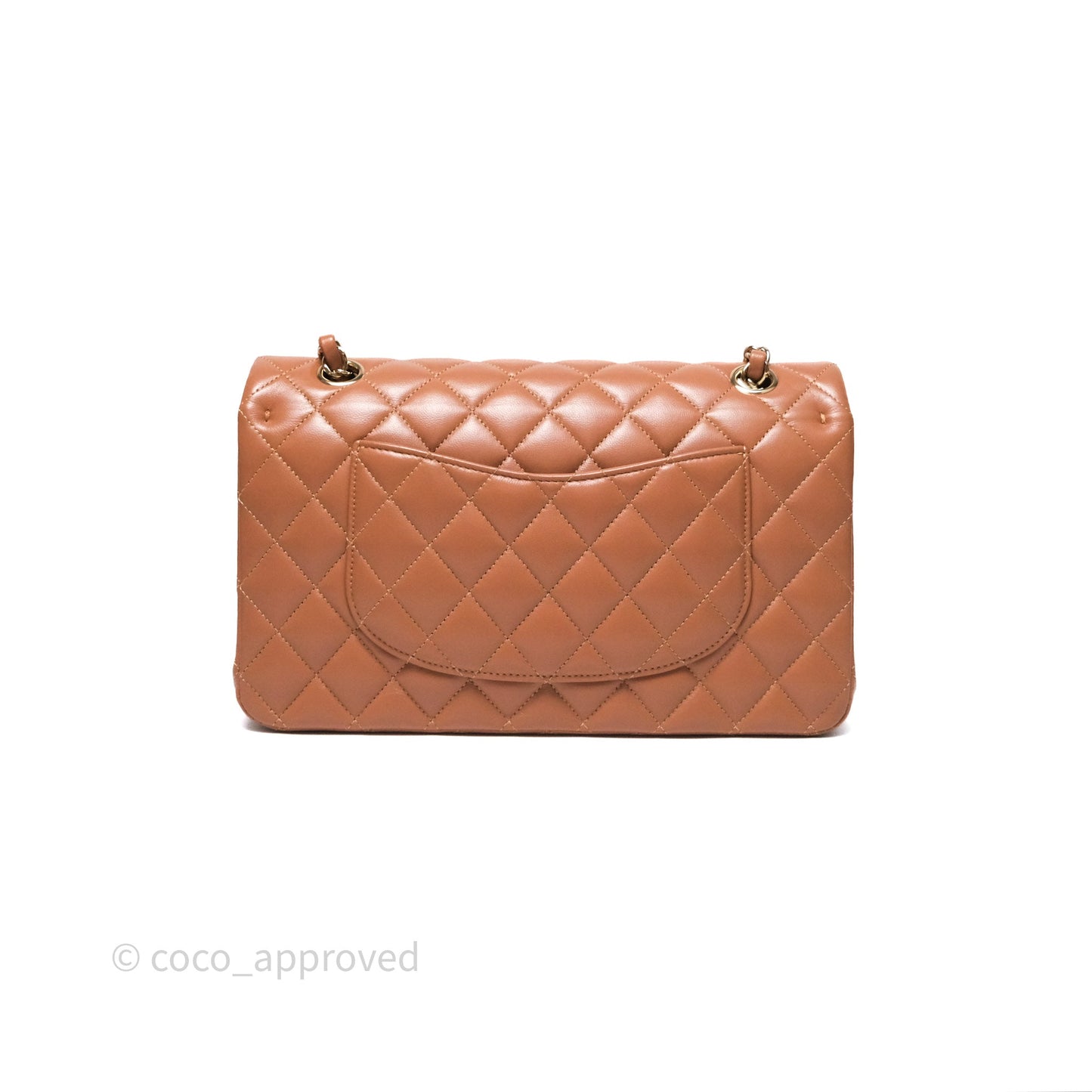 Chanel Classic M/L Medium Flap Quilted Dark Beige Caramel Lambskin Gold Hardware