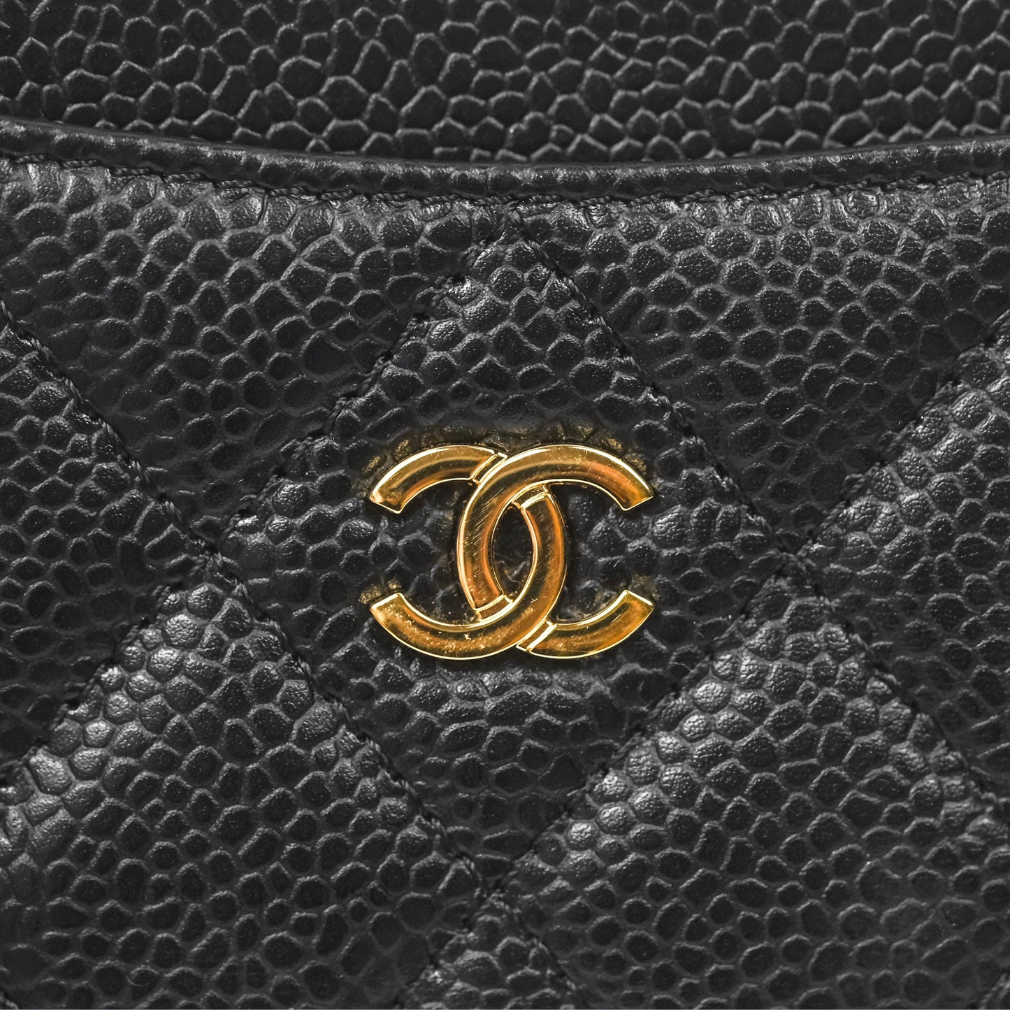 Chanel Classic Black Flat Card Holder Caviar Gold Hardware