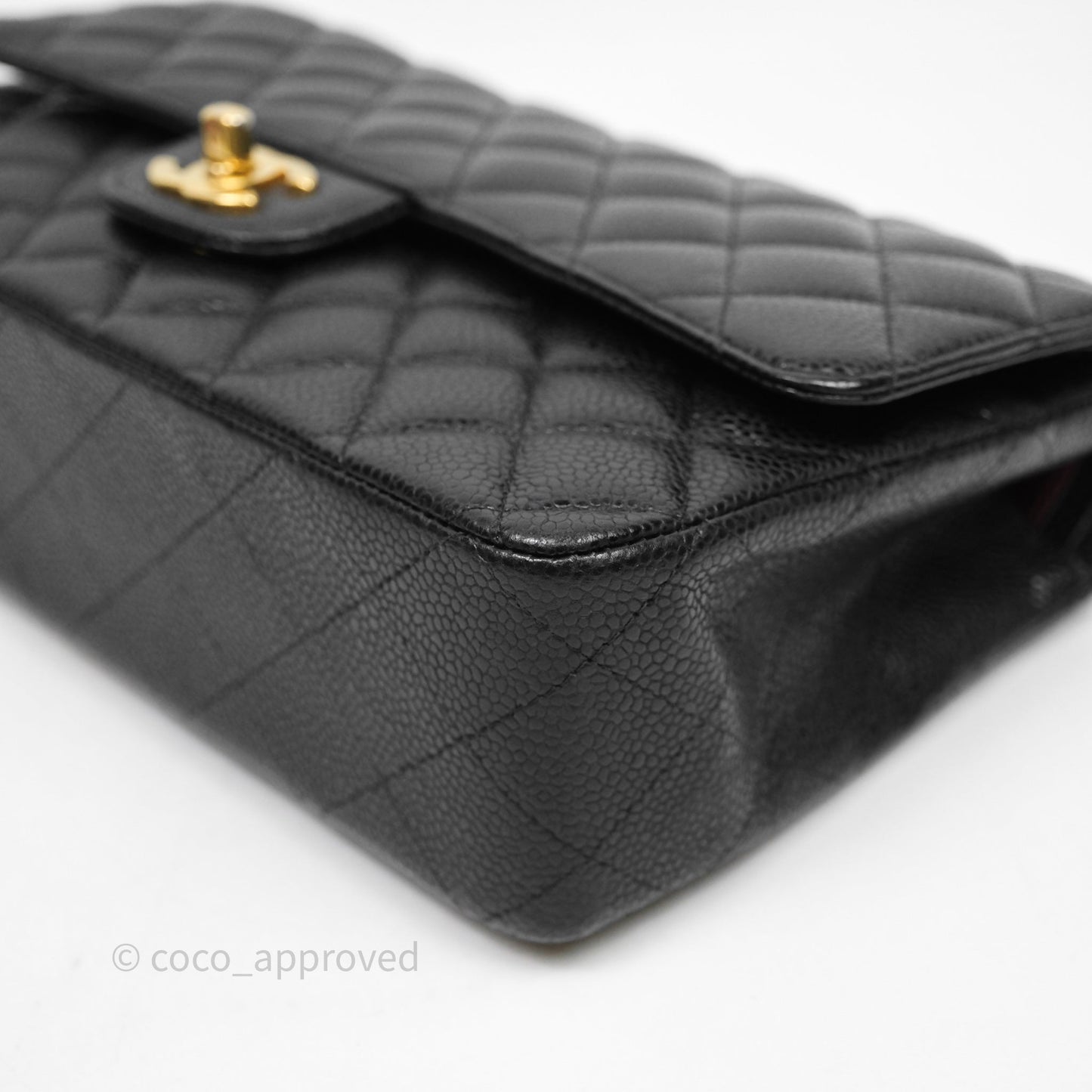 Chanel Classic M/L Medium Flap Quilted Black Caviar Gold Hardware