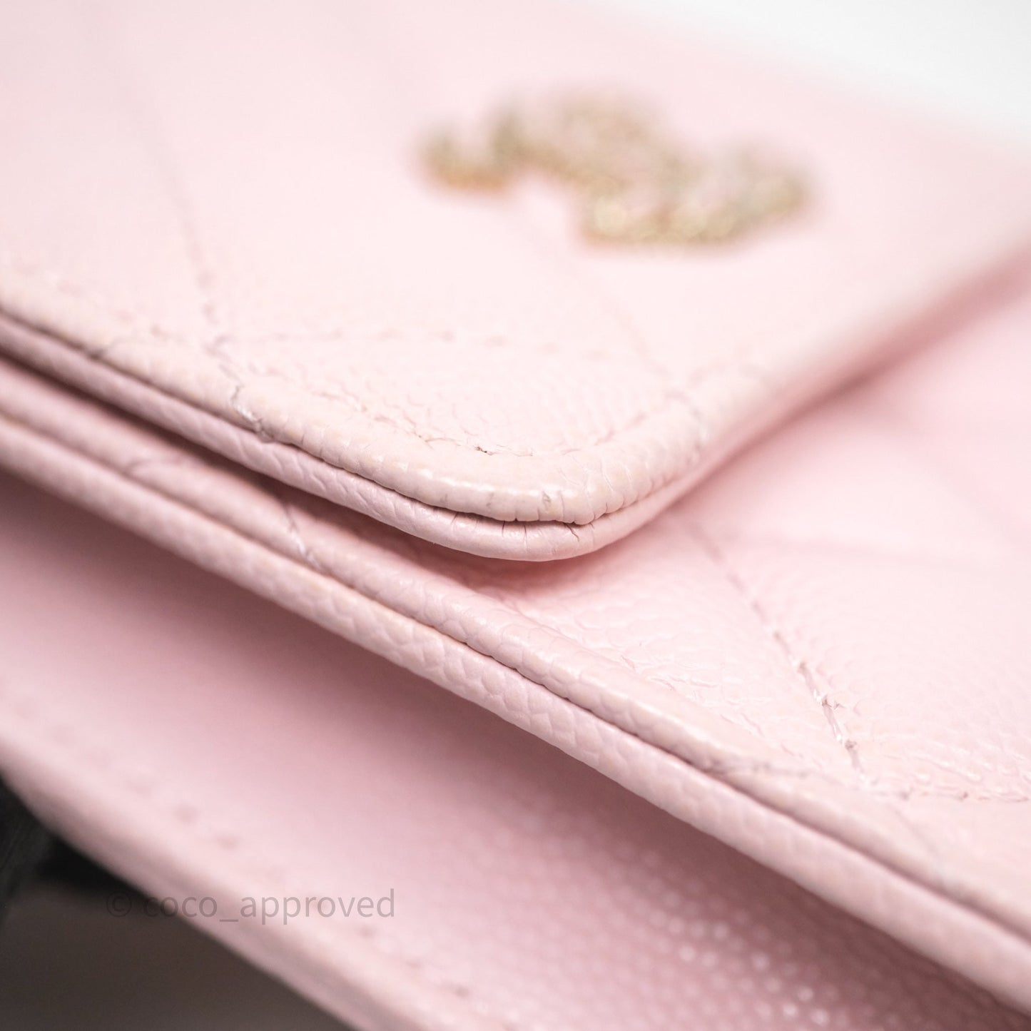 Chanel Quilted Crystal CC Pink Caviar Airpods Phone Case With Chain Light Gold Hardware