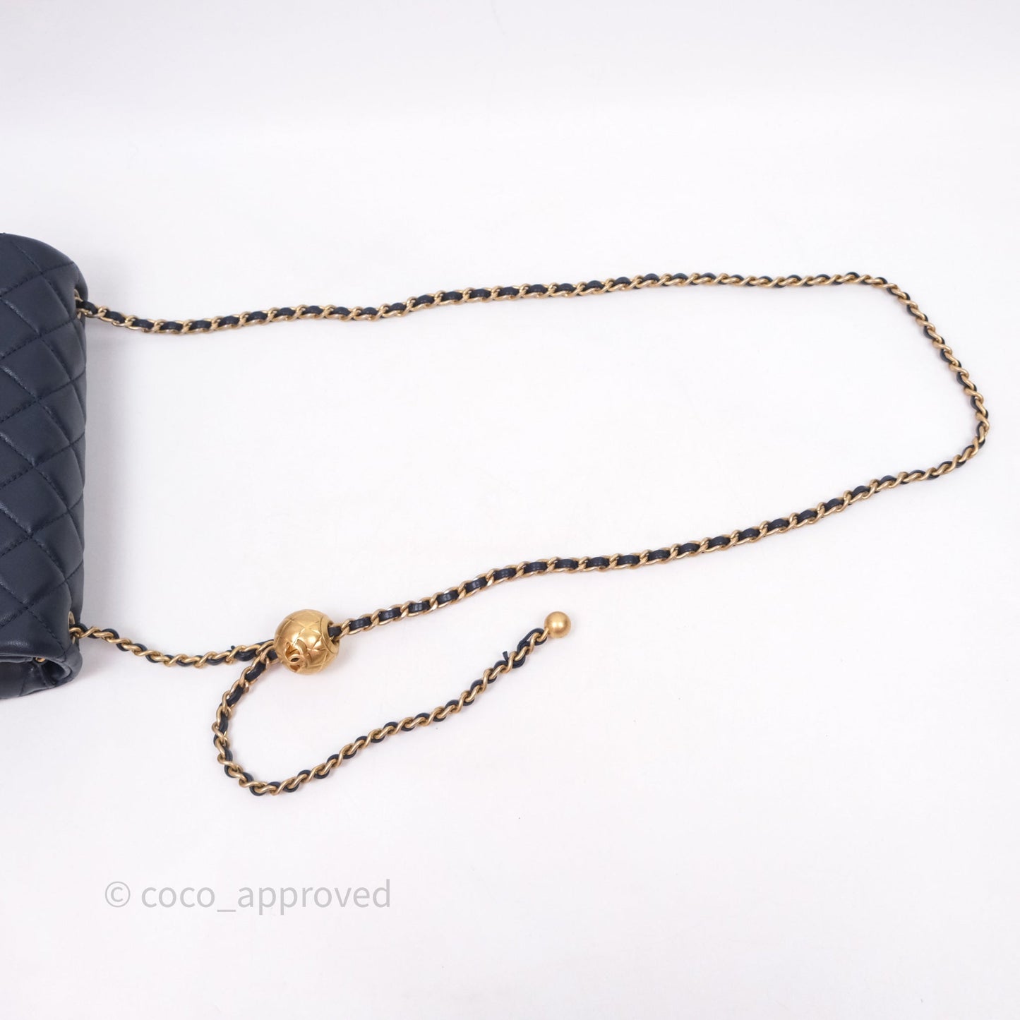 Chanel Mini Rectangular Pearl Crush Navy Lambskin Aged Gold Hardware