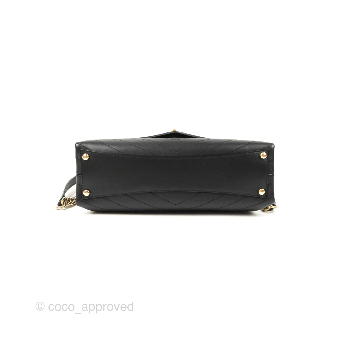 Chanel Chevron Stitched Coco Flap Bag Black Calfskin Gold Hardware